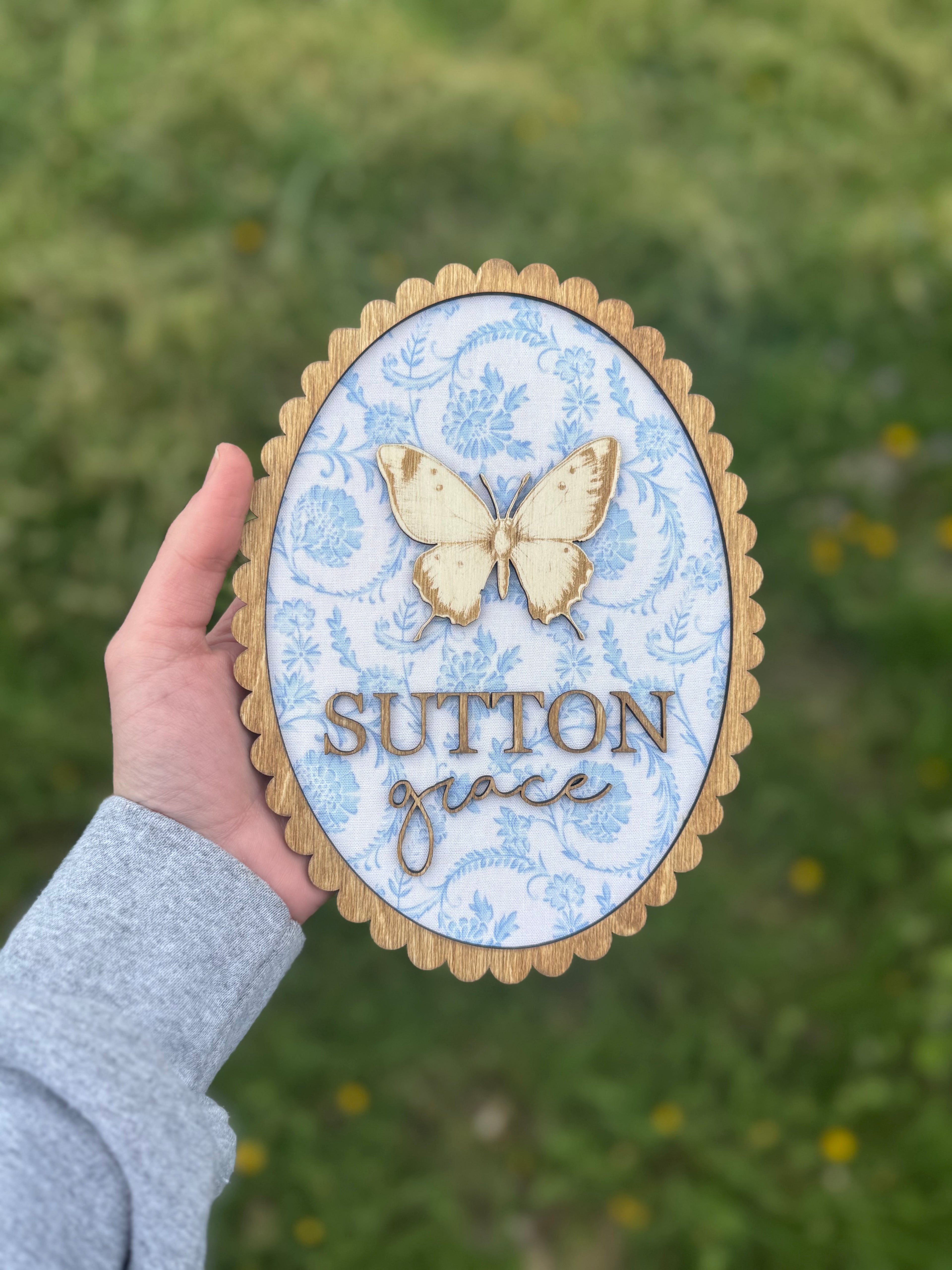 Custom Fabric Scalloped Name Plaque