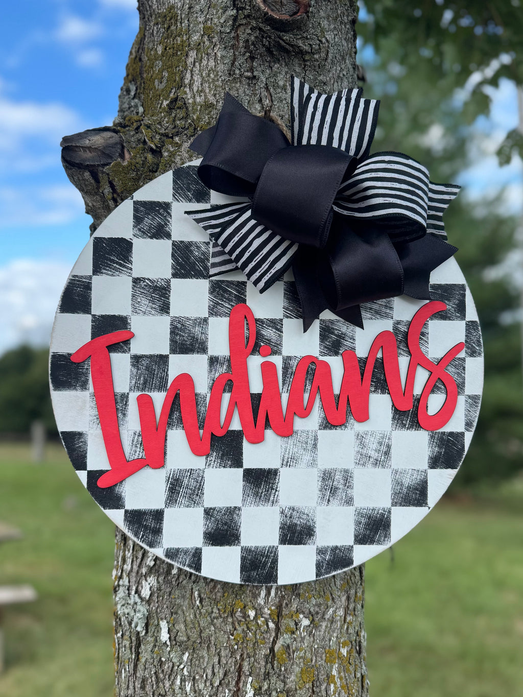 RTS Indians Checkered Door Hanger