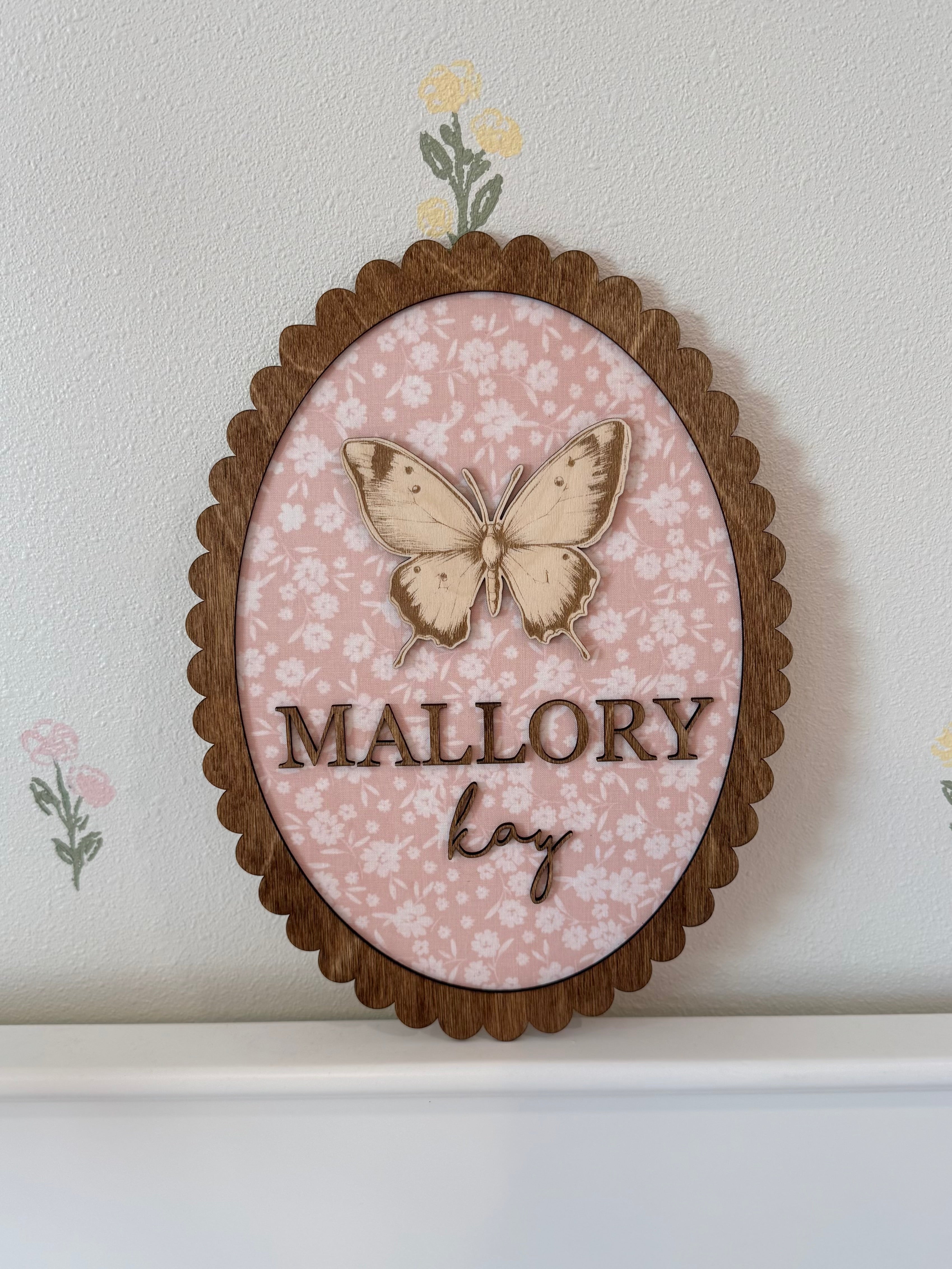 Custom Fabric Scalloped Name Plaque