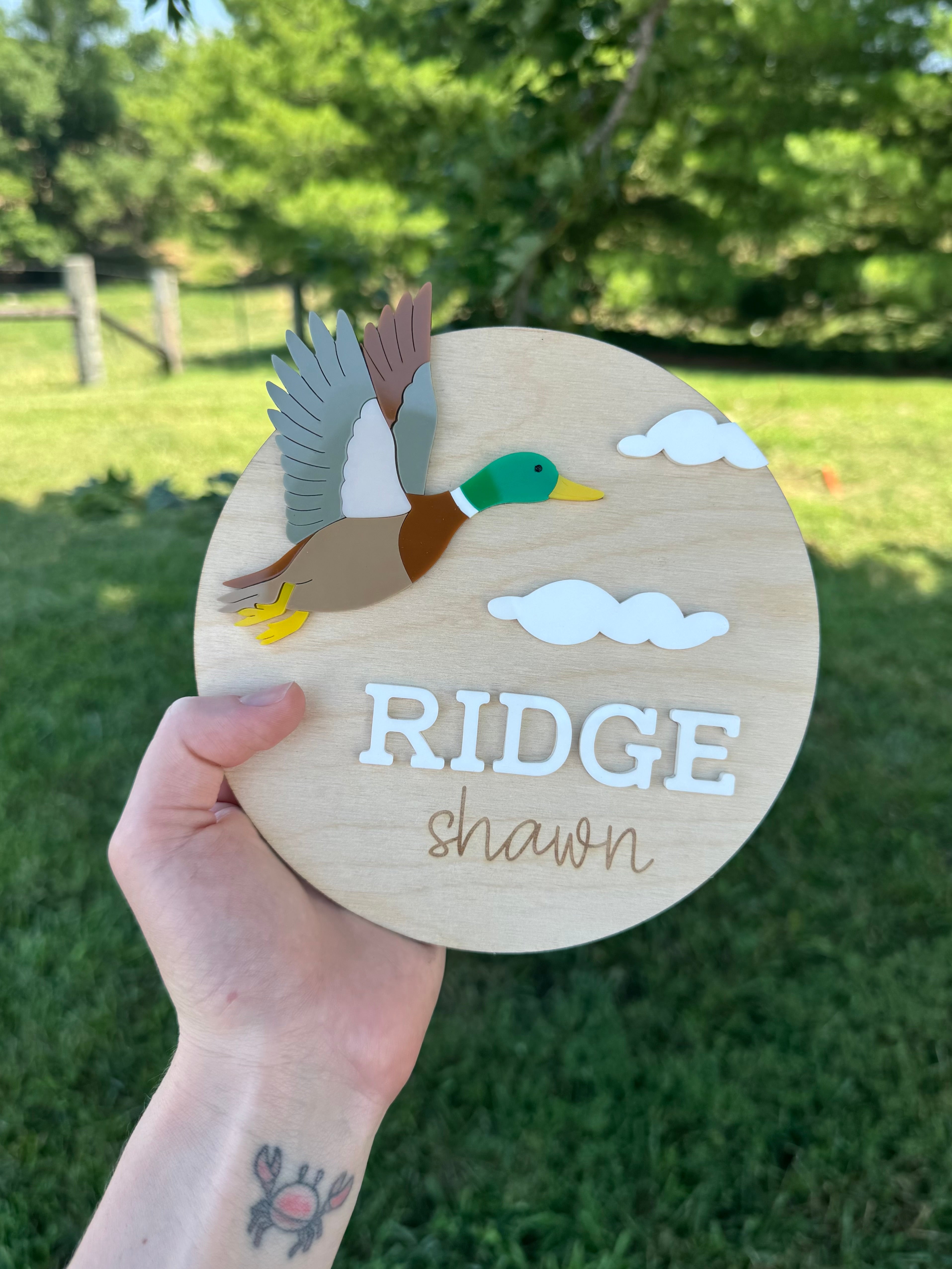 Mallard Duck Custom Name Announcement Plaque