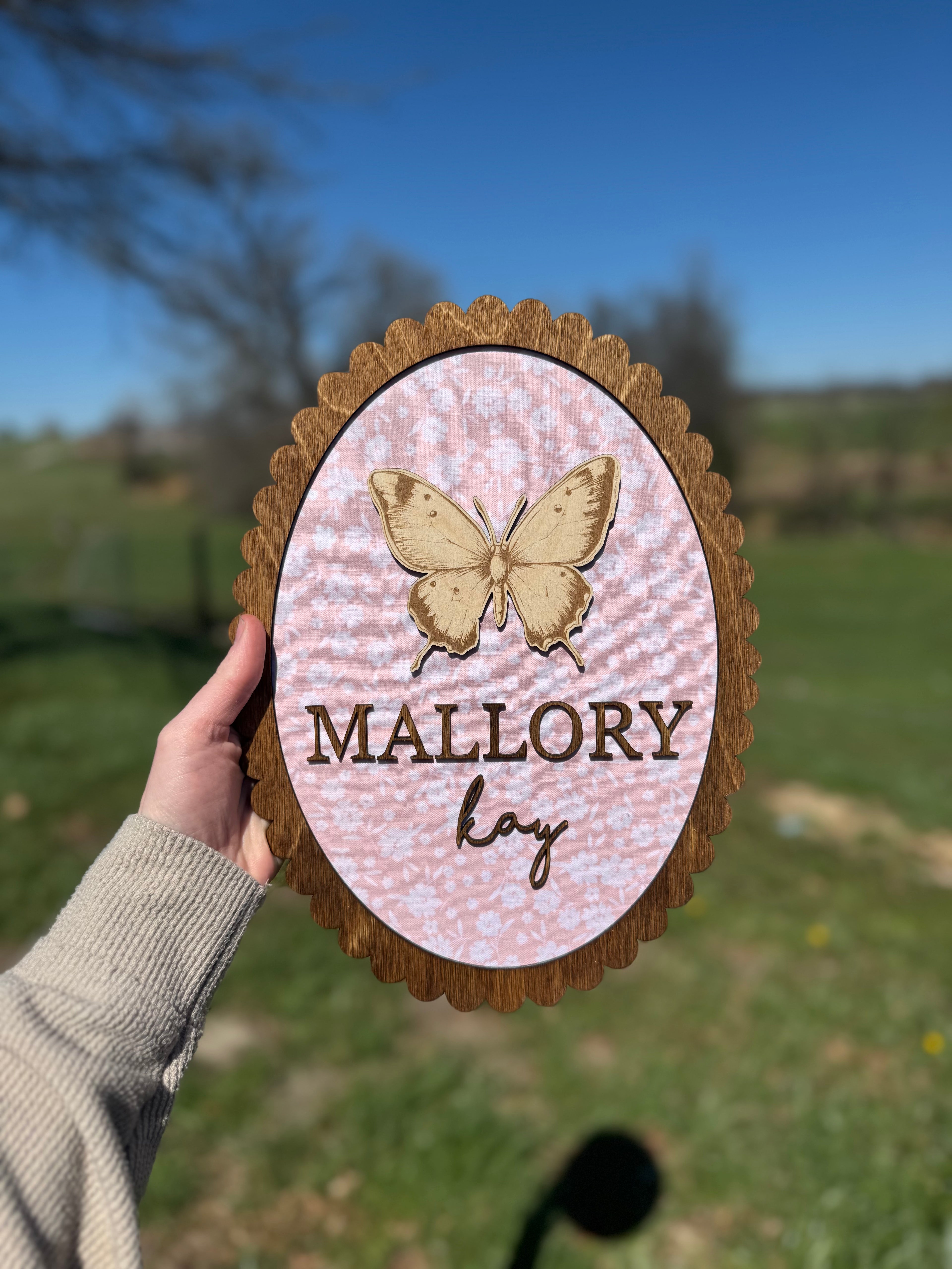 Custom Fabric Scalloped Name Plaque