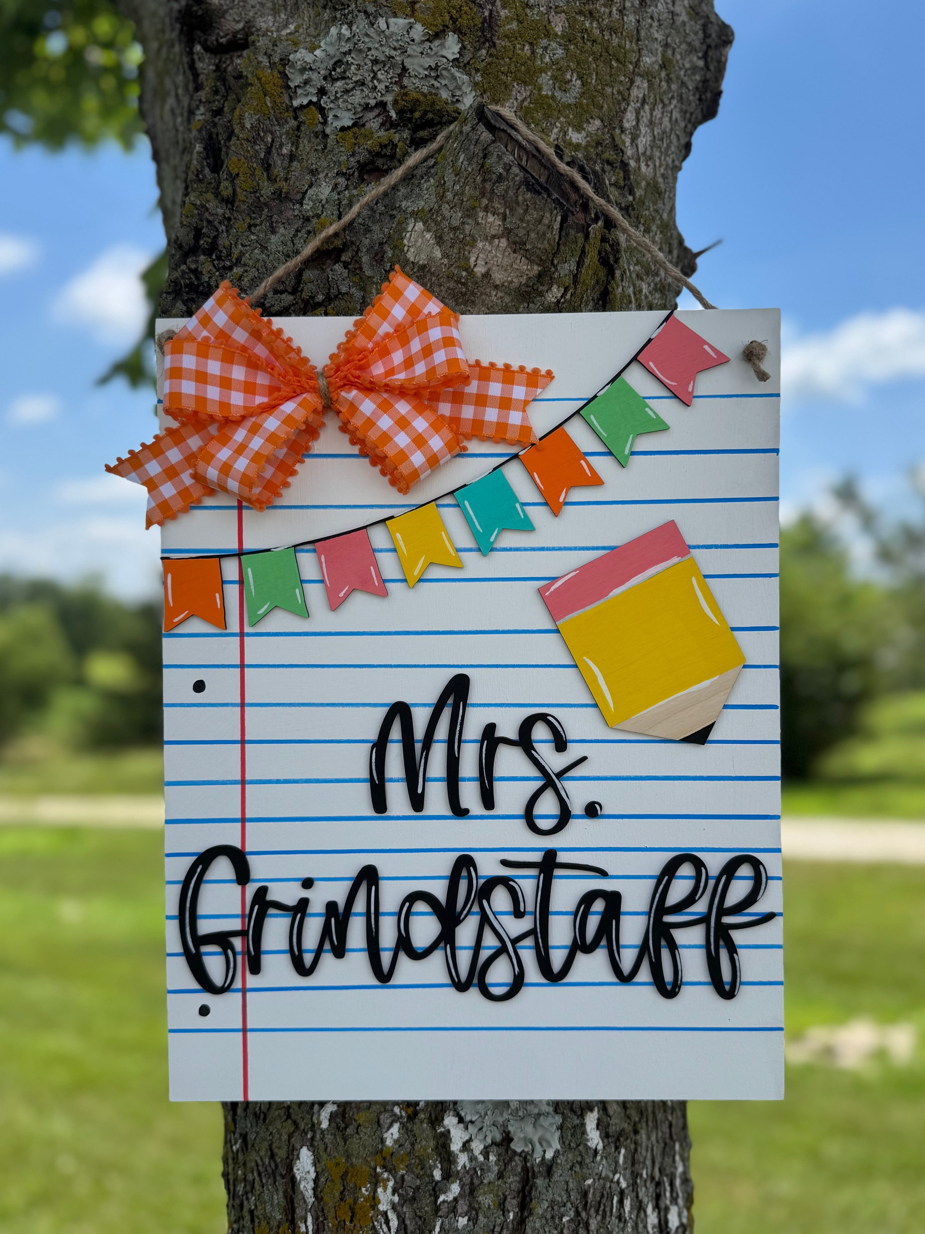 PREORDER Rectangle Notepad Teacher Door Hanger Sign