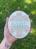 Floral Oval Custom Birth Announcement Plaque