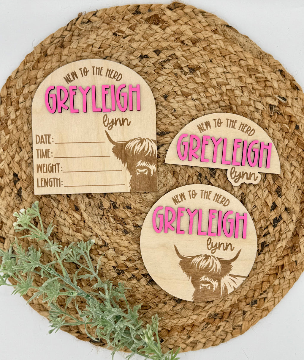 Highland Cow Custom Birth Announcement Plaque