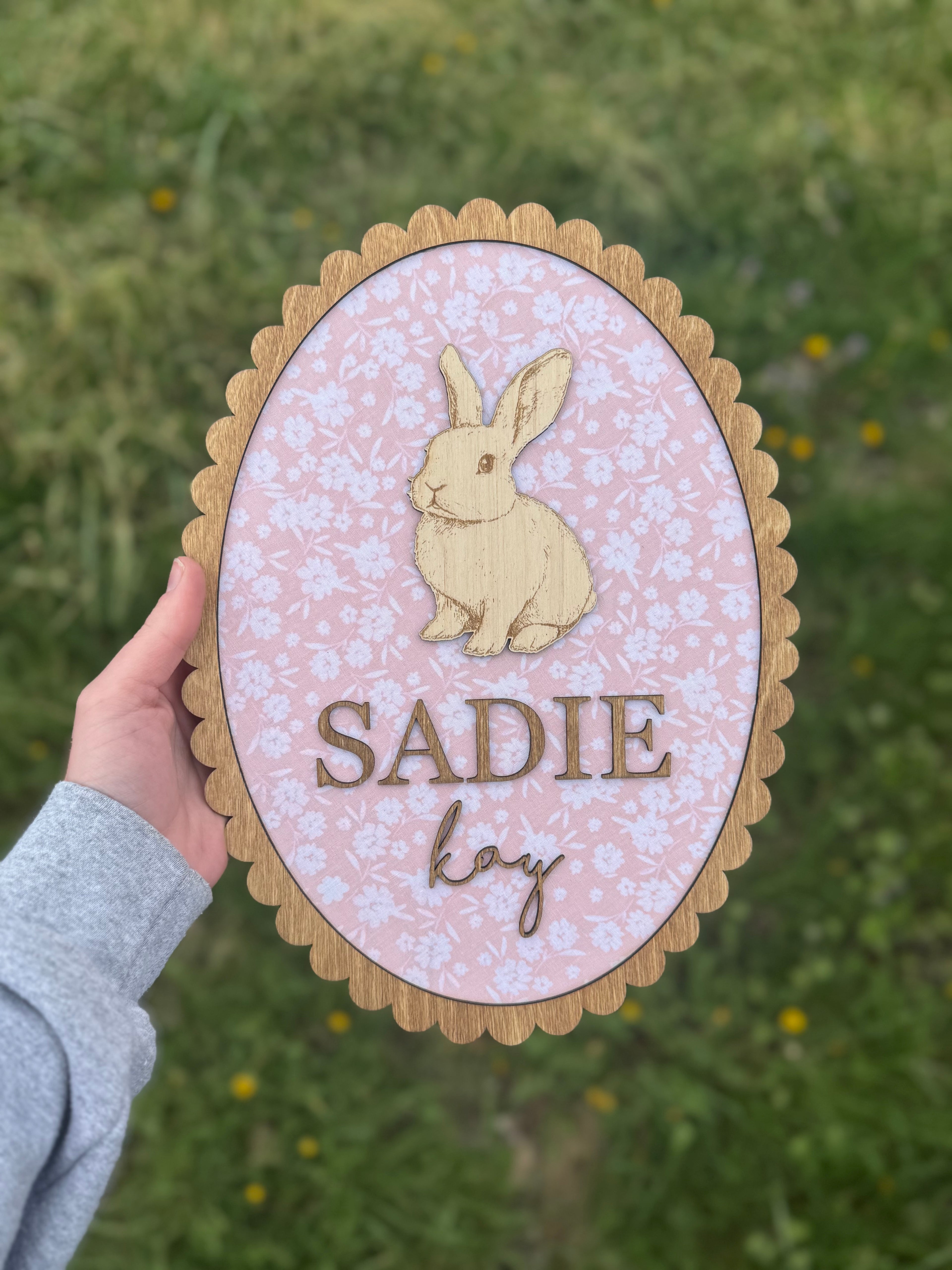 Custom Fabric Scalloped Name Plaque