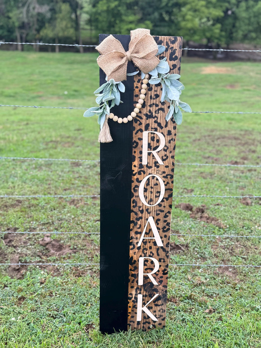 Cheetah Print Cow Porch Set | Decor | Welcome | Door Hanger | Porch Leaner | House Decorations | Custom Sign | Last Name | Closing Gift