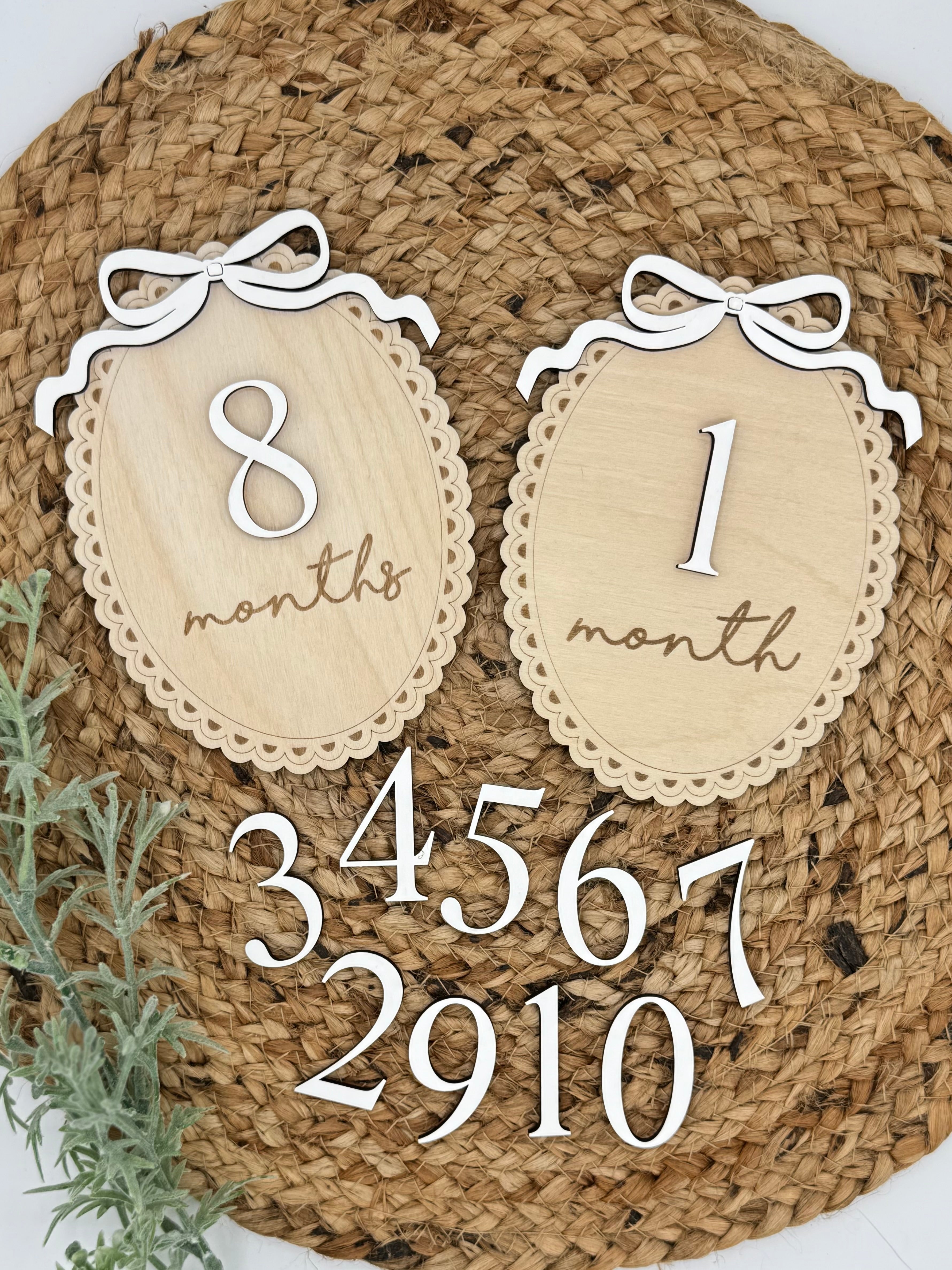 Vintage Bow Baby Monthly Milestone Card Signs