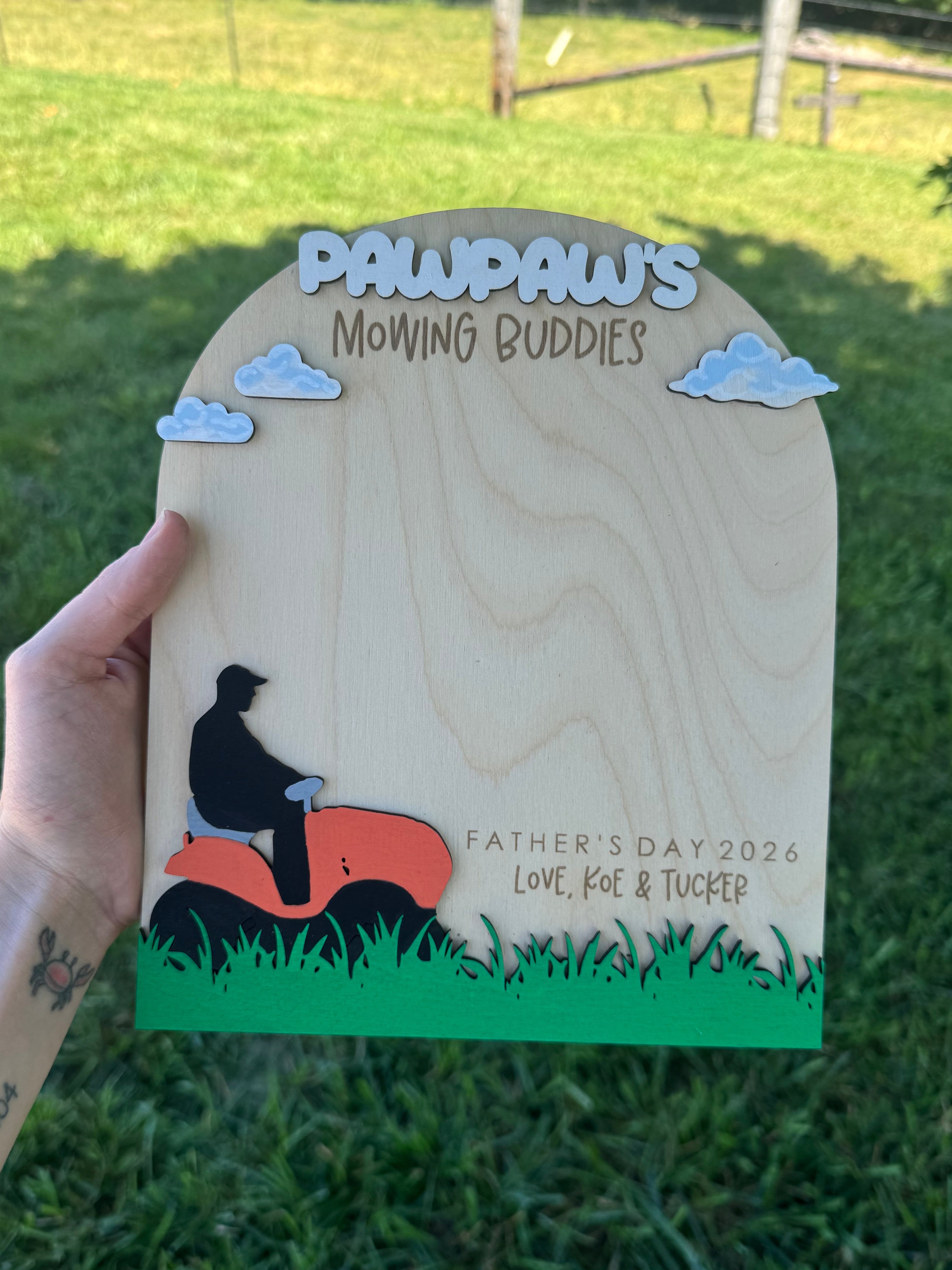 Custom Mowing Handprint Sign