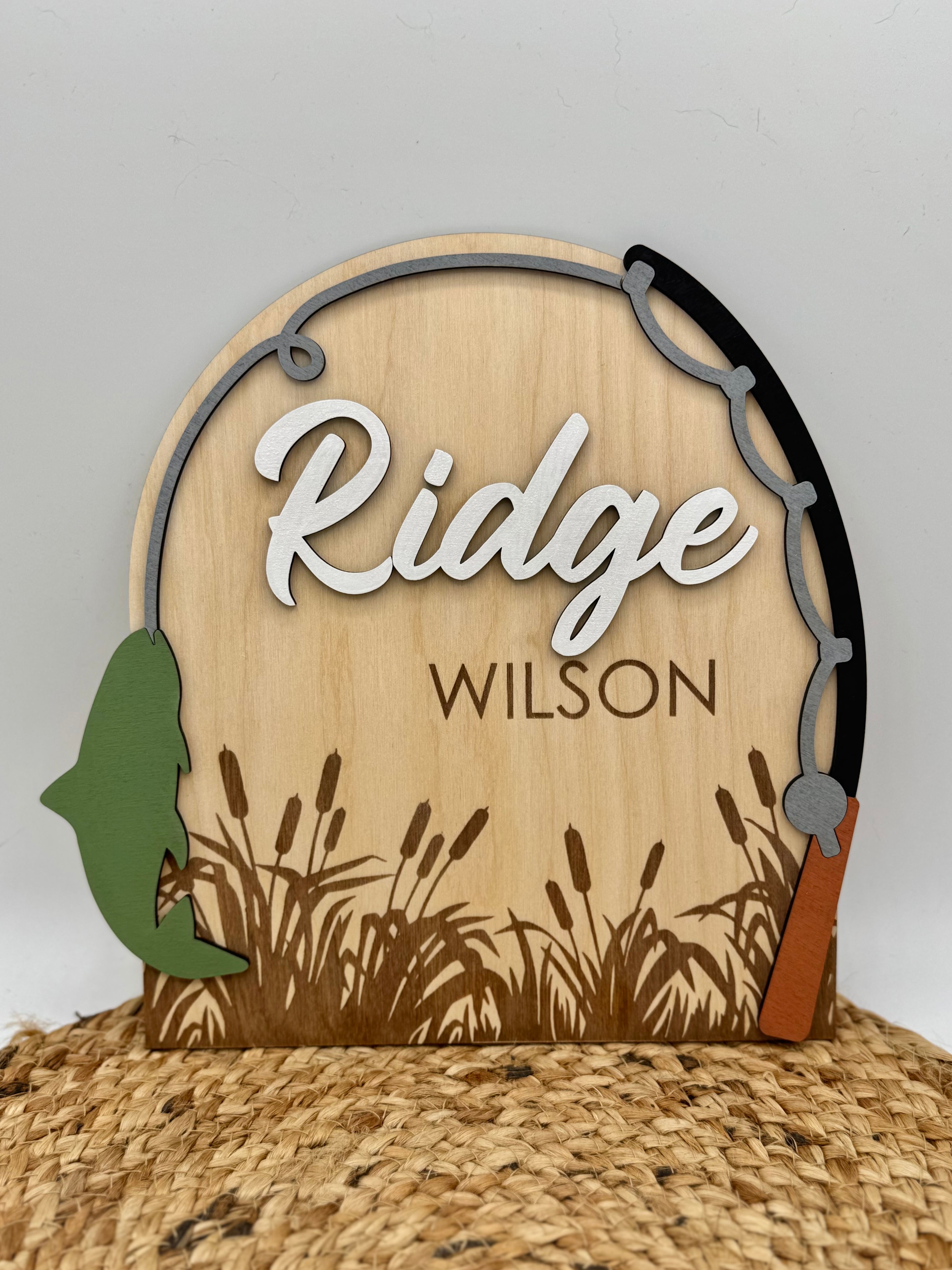 Fishing Custom Birth Announcement Plaque