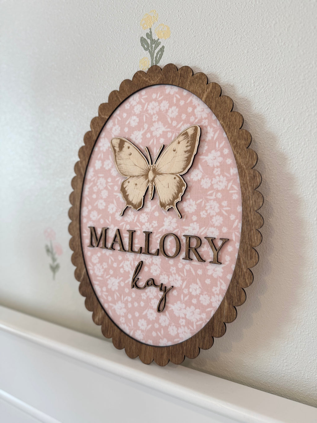 Custom Fabric Scalloped Name Plaque