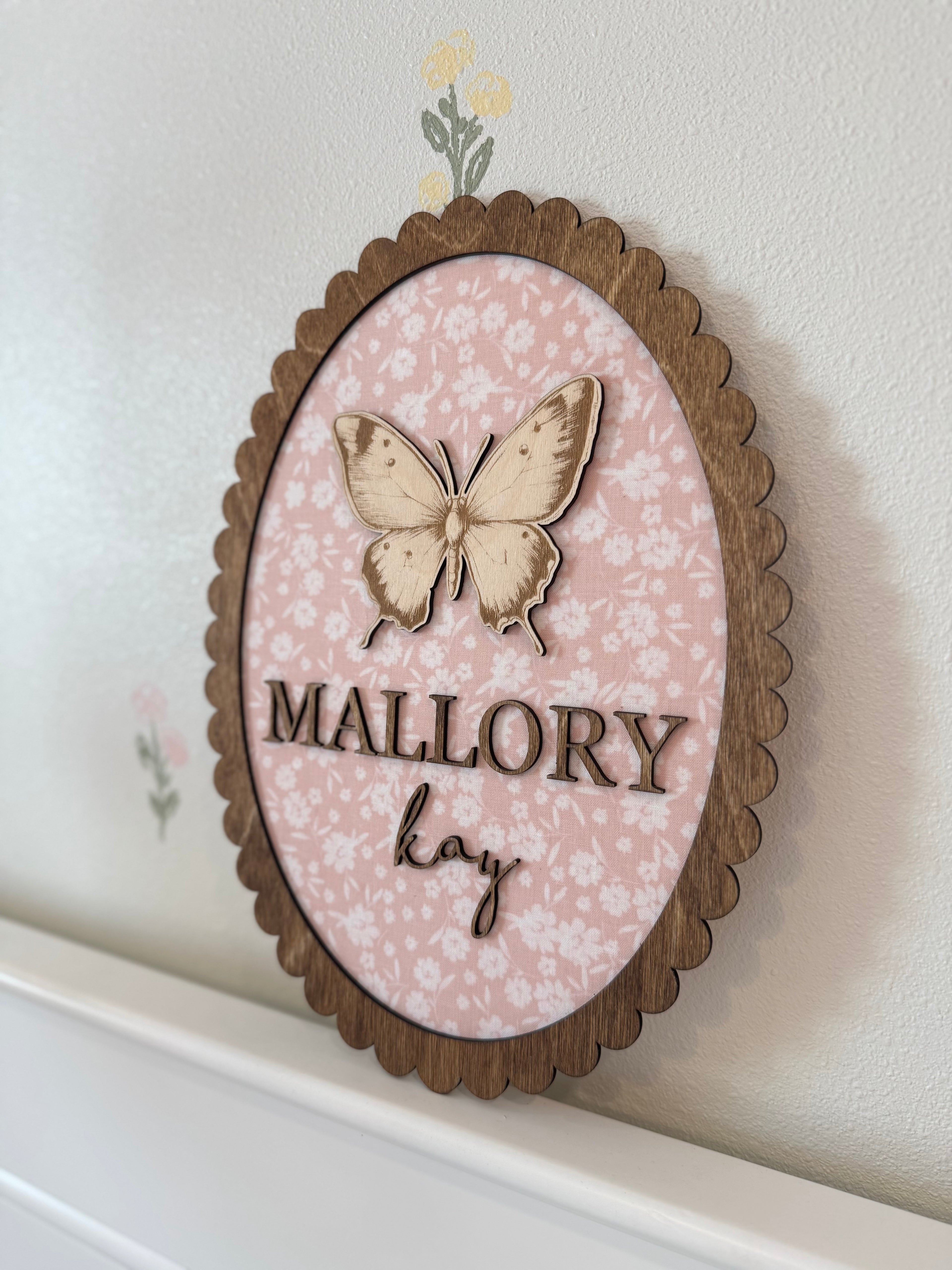 Custom Fabric Scalloped Name Plaque