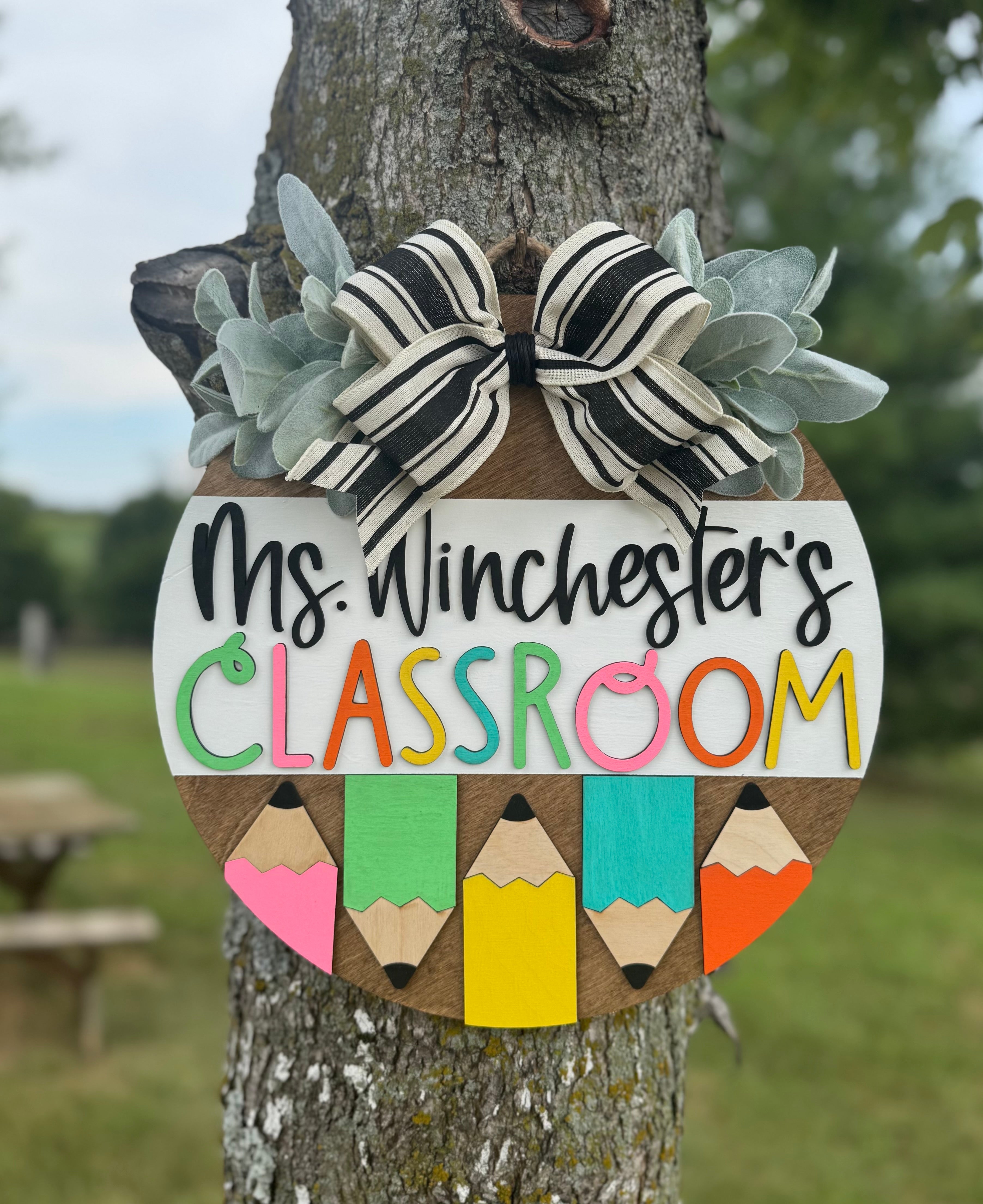 PREORDER Pencil Teacher Door Hanger Sign