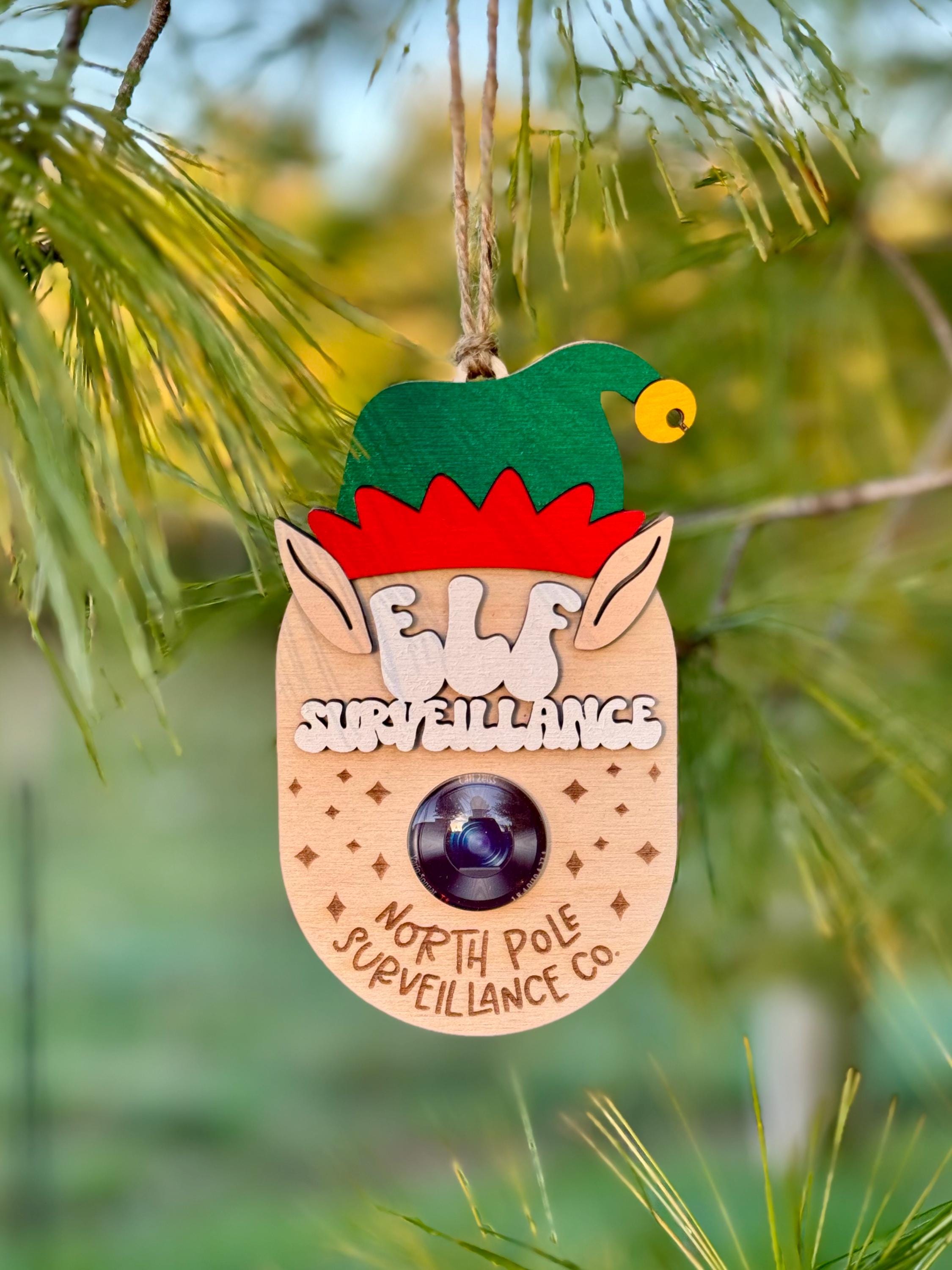 Elf Surveillance Ornament | Naughty or Nice | Santa Cam | Personalized Tree Decor | Holiday Gift | Christmas Present | Kids Gift | Xmas Eve
