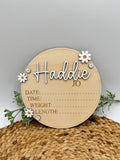 Daisy Custom Birth Announcement Plaque