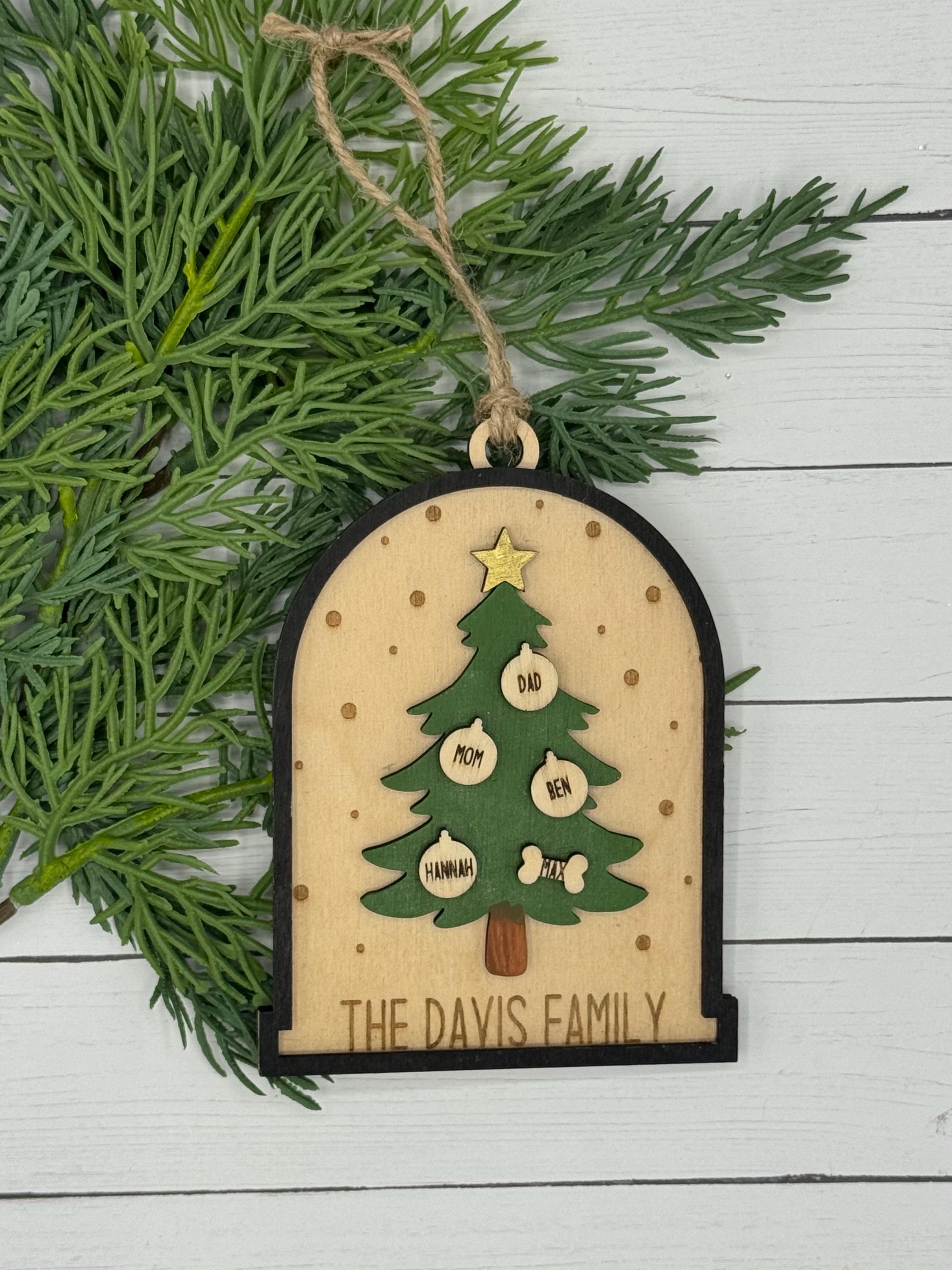 Personalized Family Wood Christmas Ornament | Custom Ornament | Christmas Gift | Keepsake | Holiday Decor | Stocking Tag | Memorabilia
