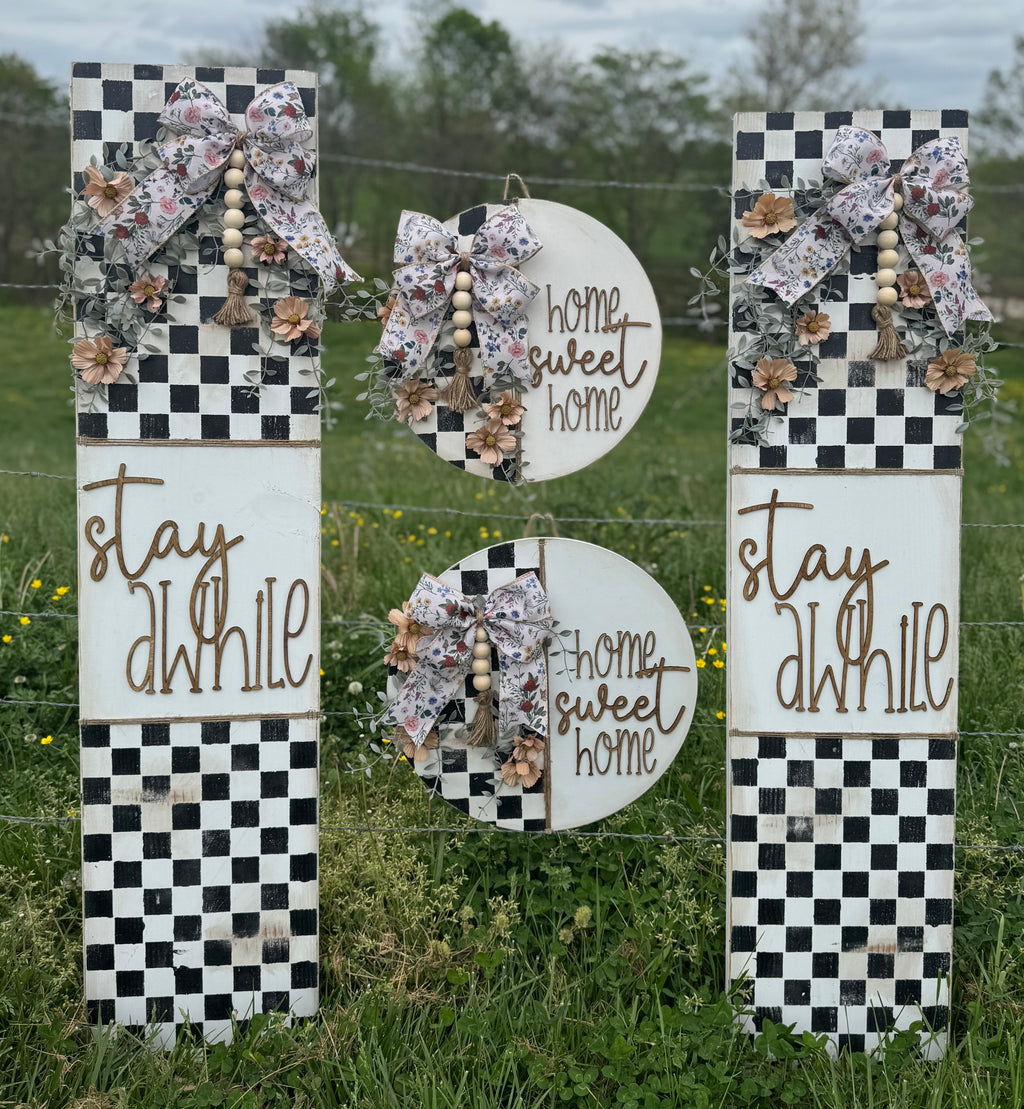 PREORDER Floral Checkered Porch Signs