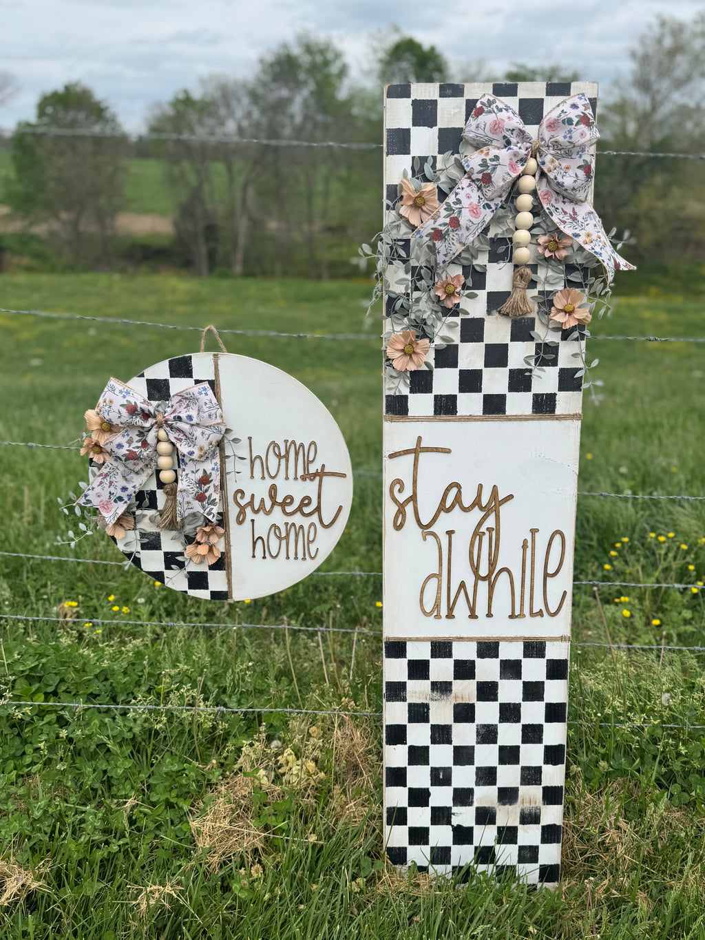 PREORDER Floral Checkered Porch Signs