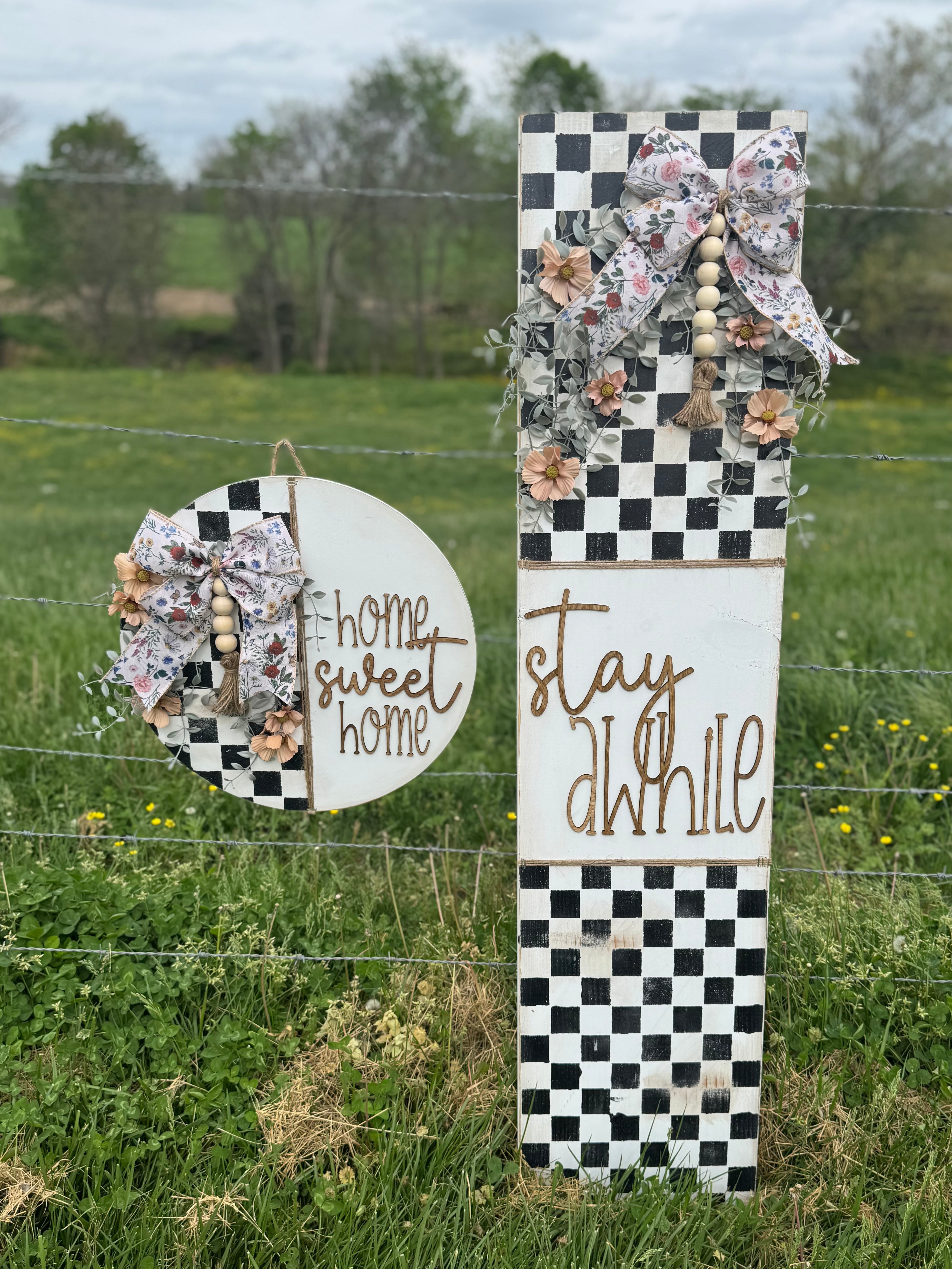 PREORDER Floral Checkered Porch Signs