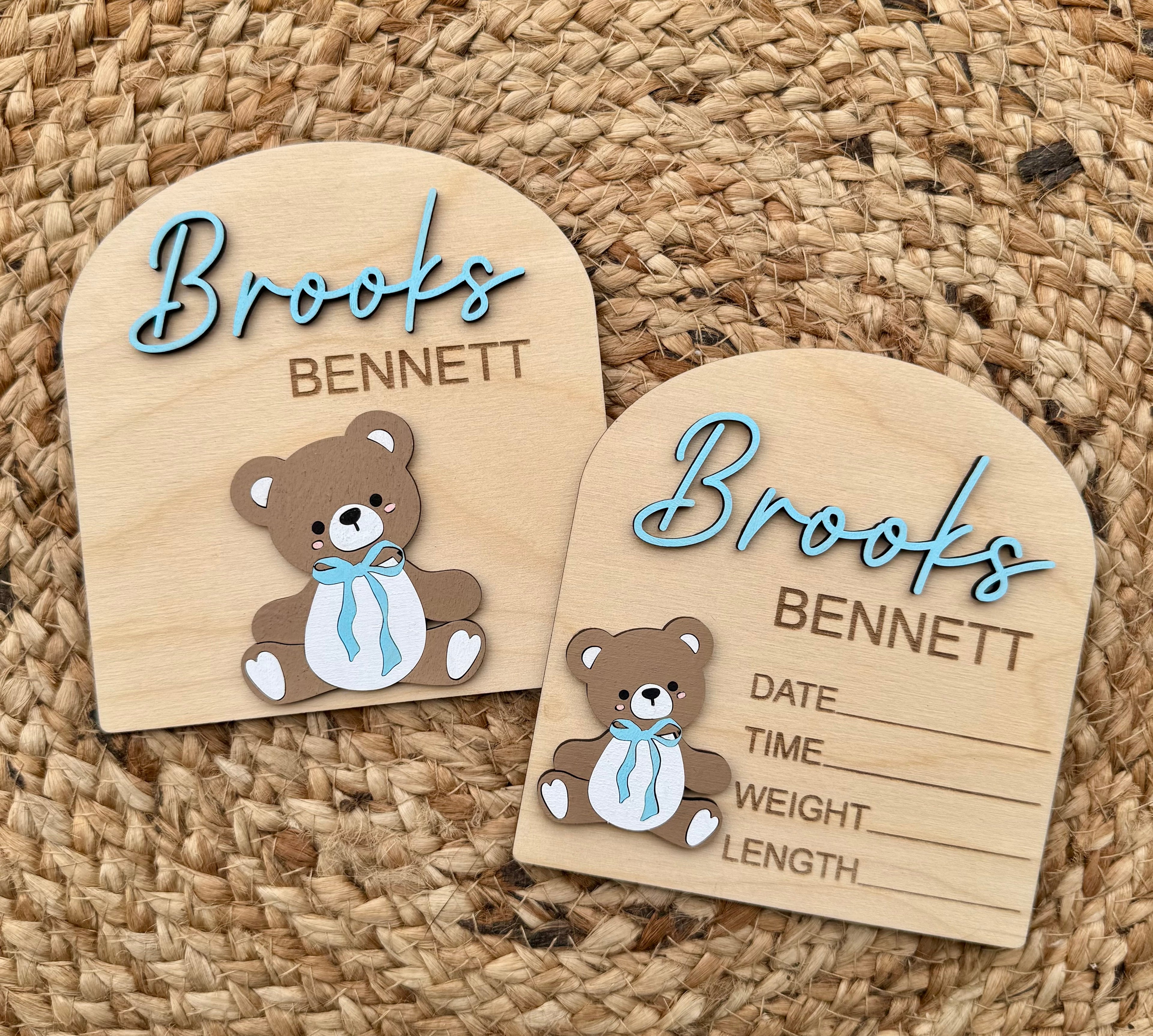 Teddy Bear Birth Announcement Plaque