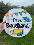 PREORDER Round Notepad Teacher Door Hanger Sign