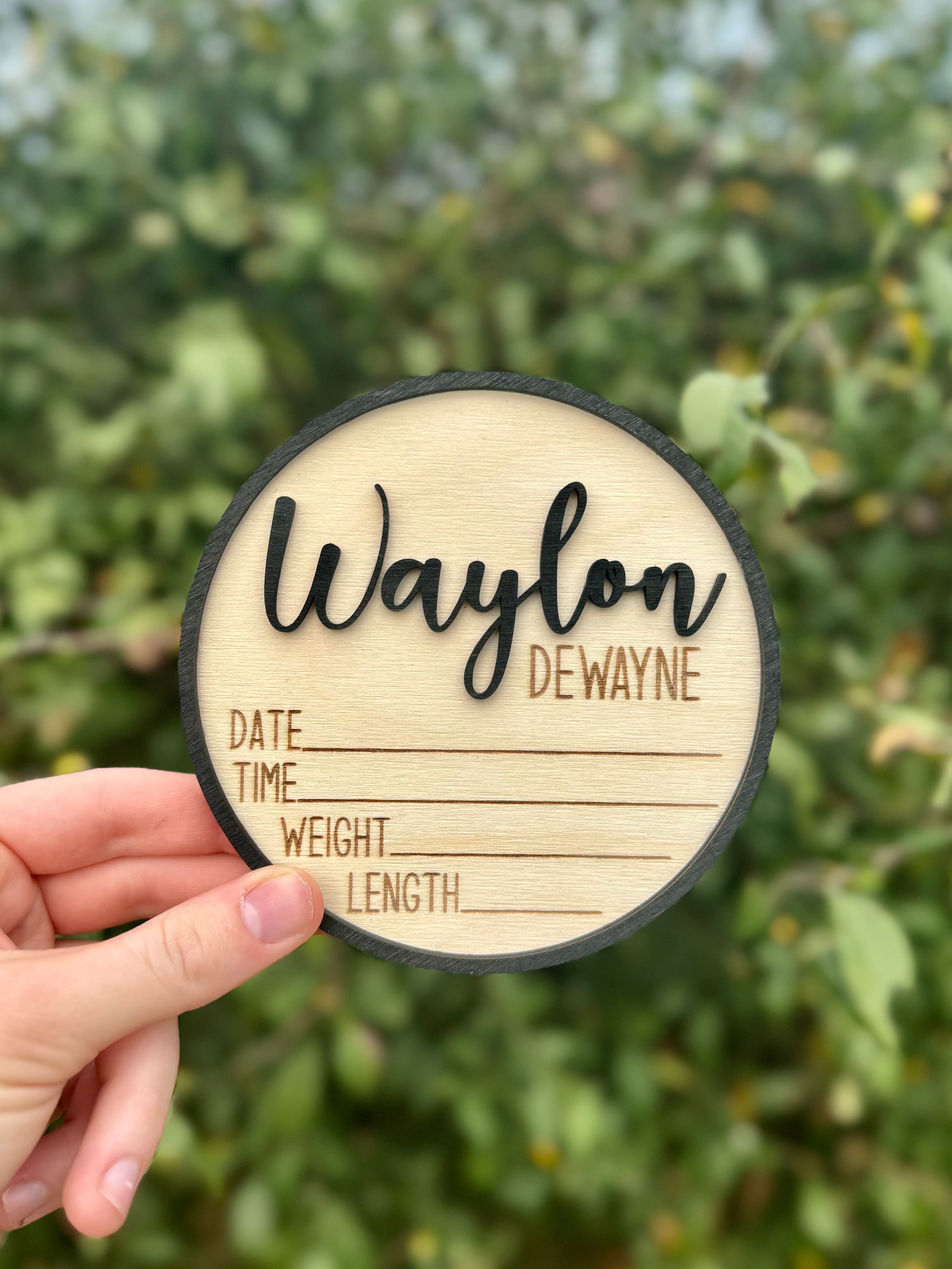 Circle Border Custom Birth Announcement Plaque