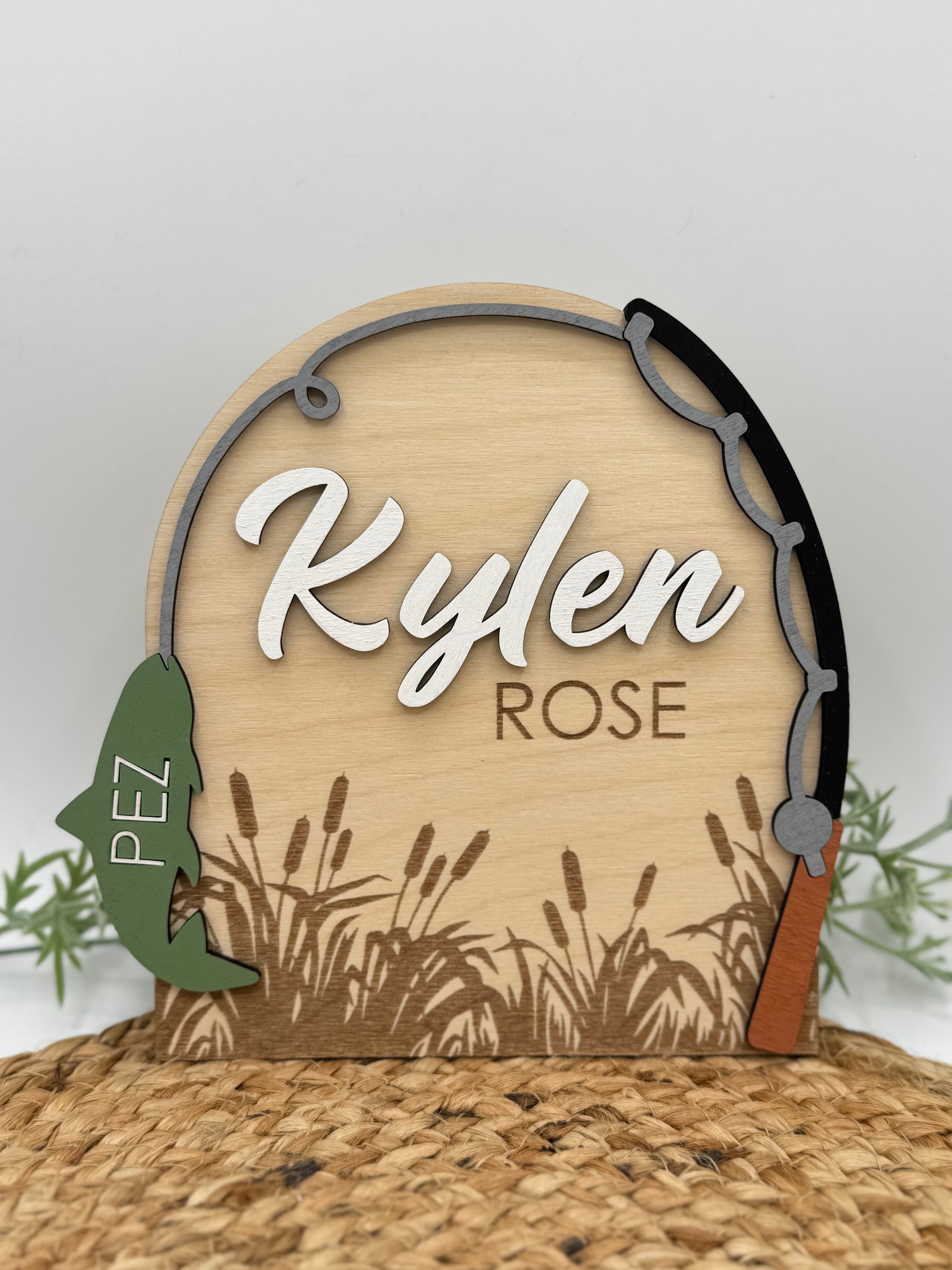 Fishing Custom Birth Announcement Plaque