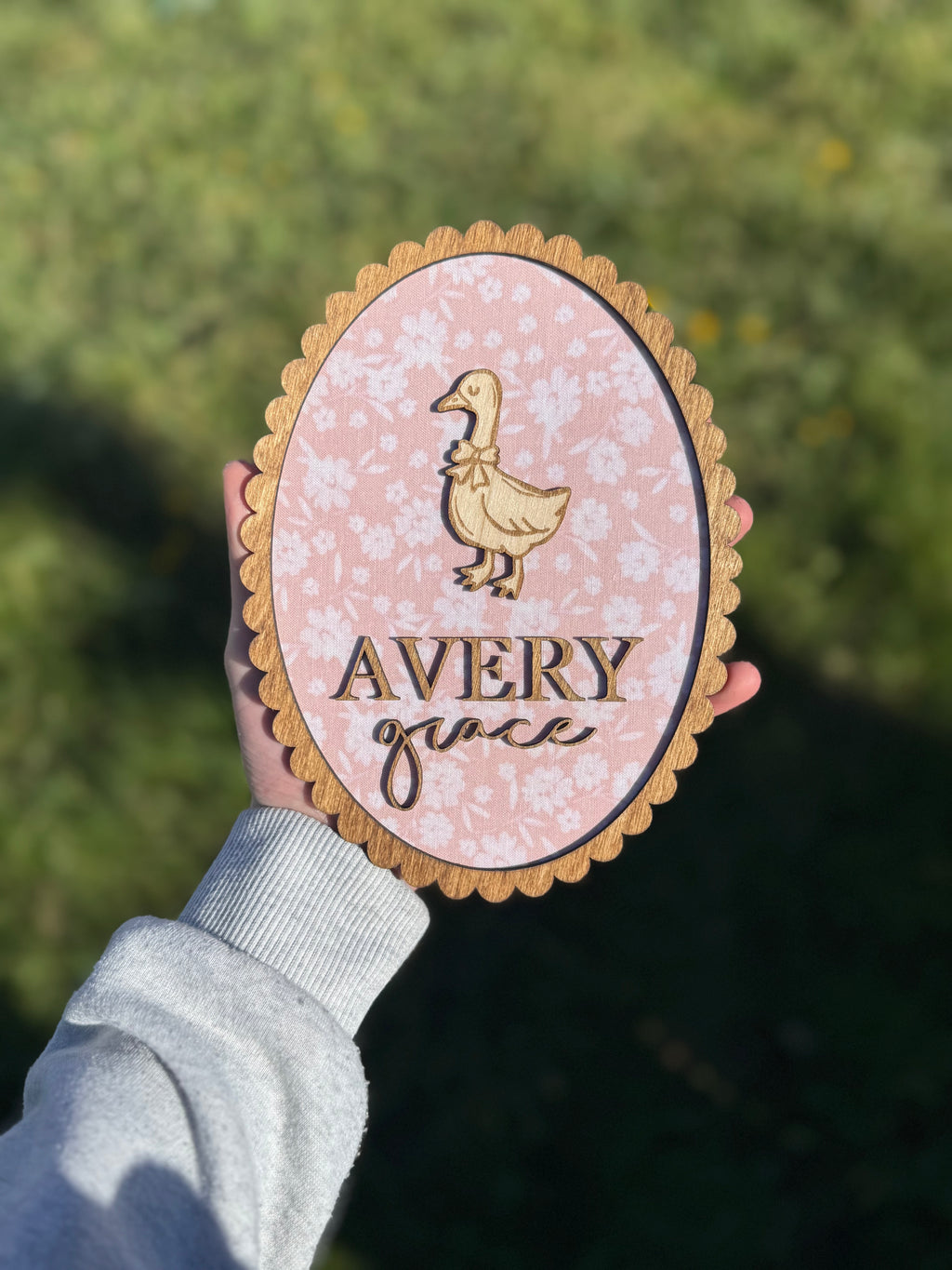 Custom Fabric Scalloped Name Plaque