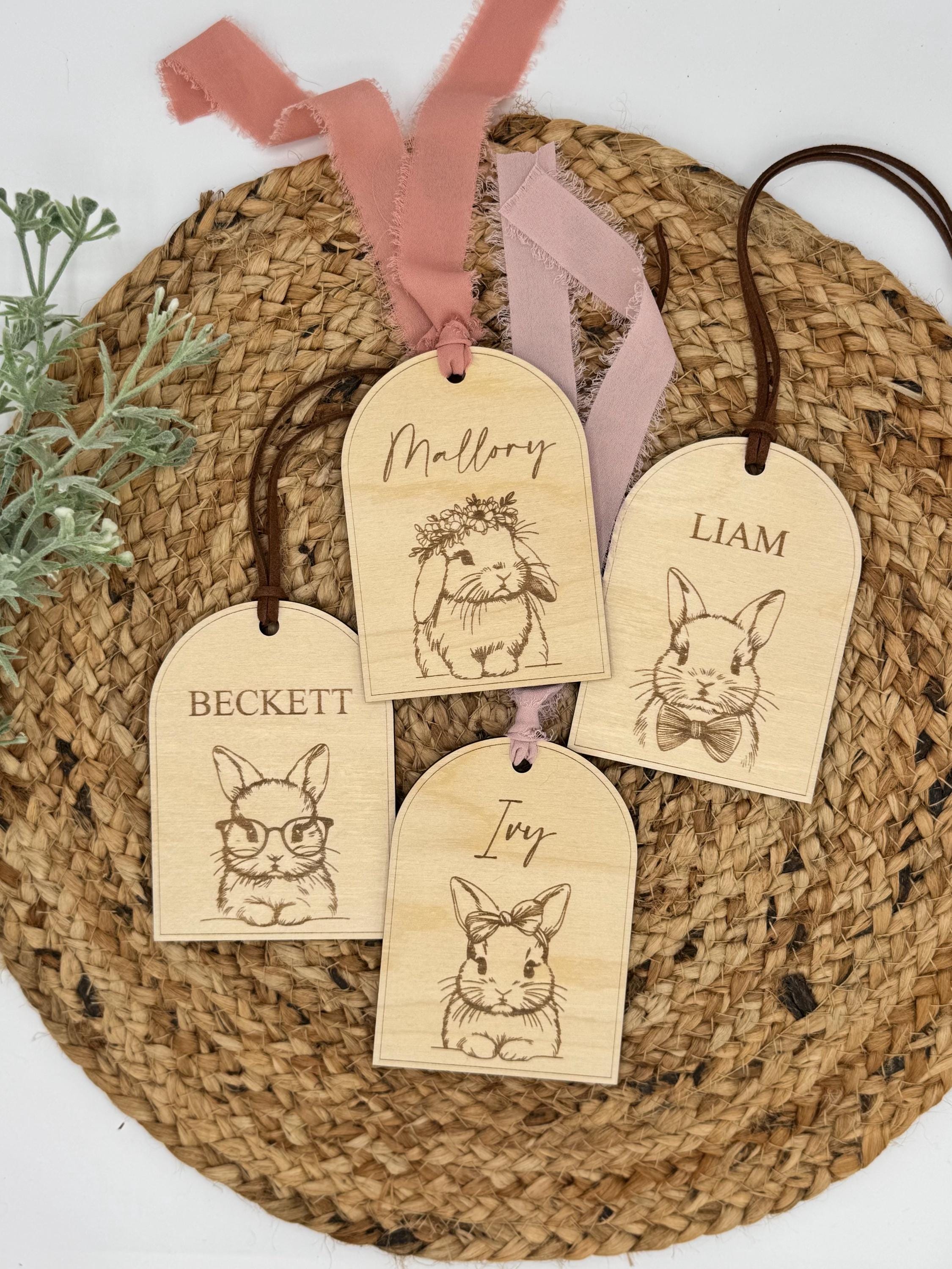 Easter Basket Tags With Personalized Bunny and Name | Custom Easter Gift | Boho Rabbit | Present | Egg Hunting | Gift Tag | First Easter