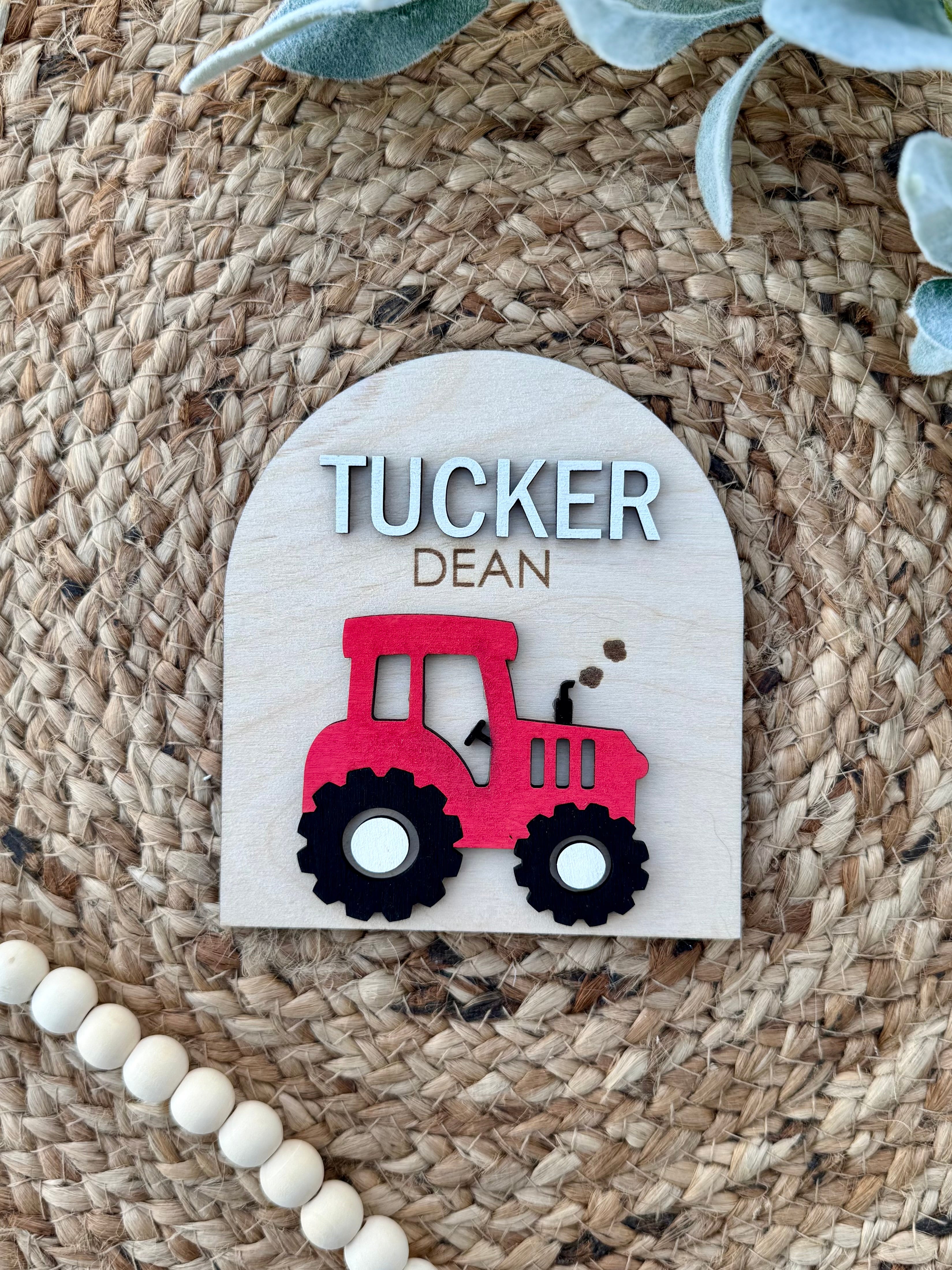Tractor Baby Name Announcement Plaque