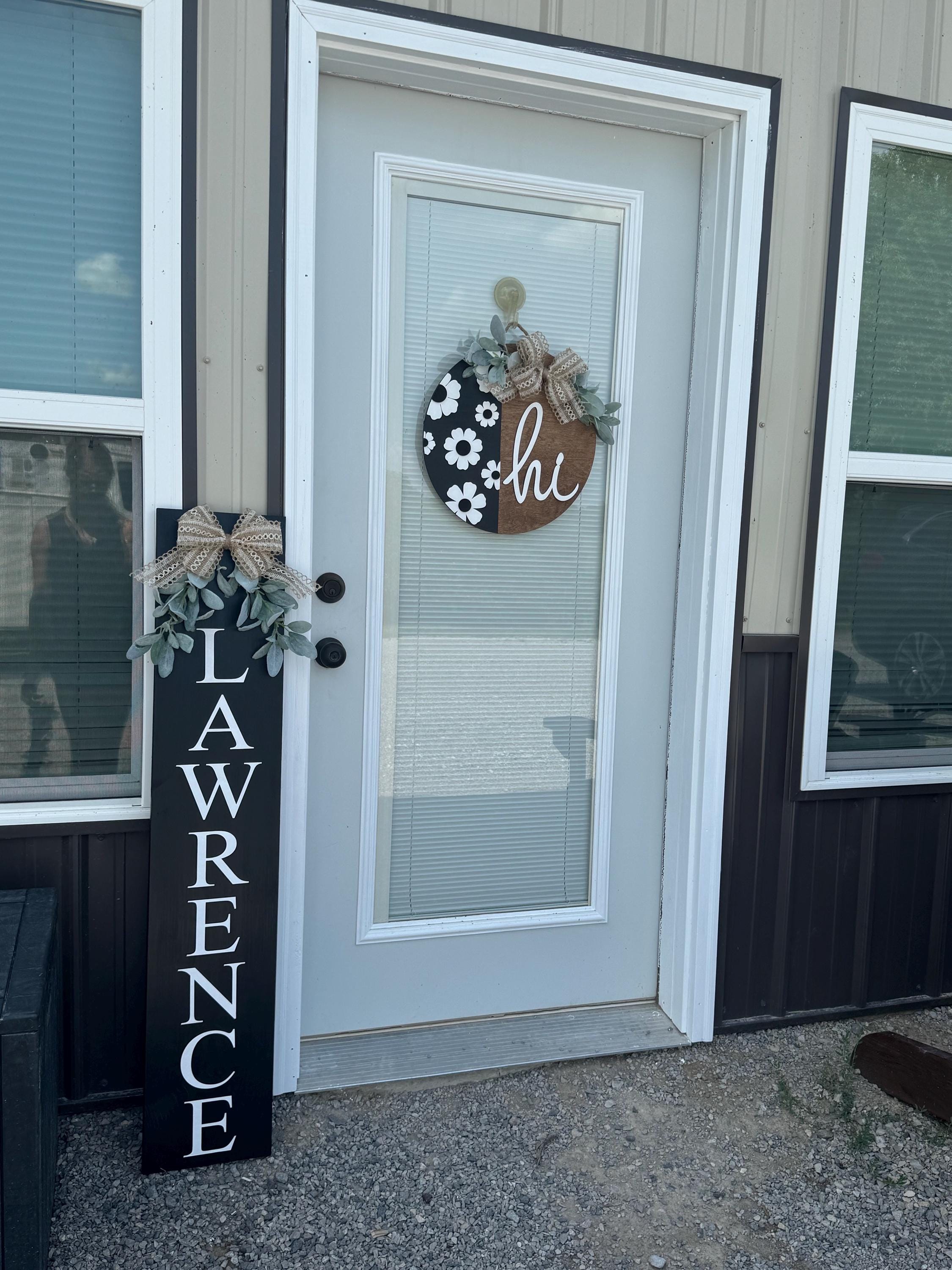 Neutral BW Porch Set | Decor | Welcome | Door Hanger | Porch Leaner | House Decorations | Custom Sign | Last Name | Closing Gift | Wedding