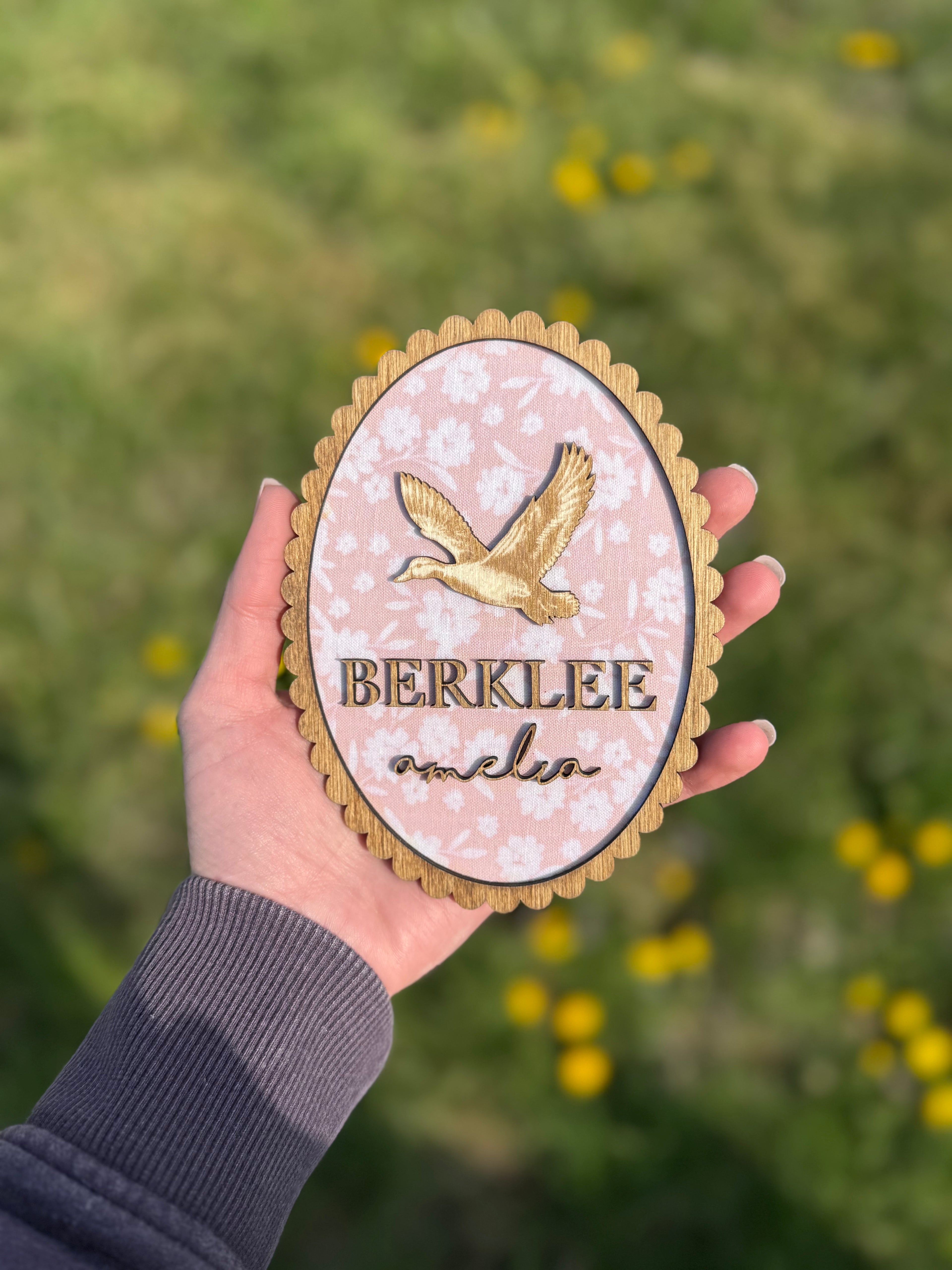 Custom Fabric Scalloped Name Plaque