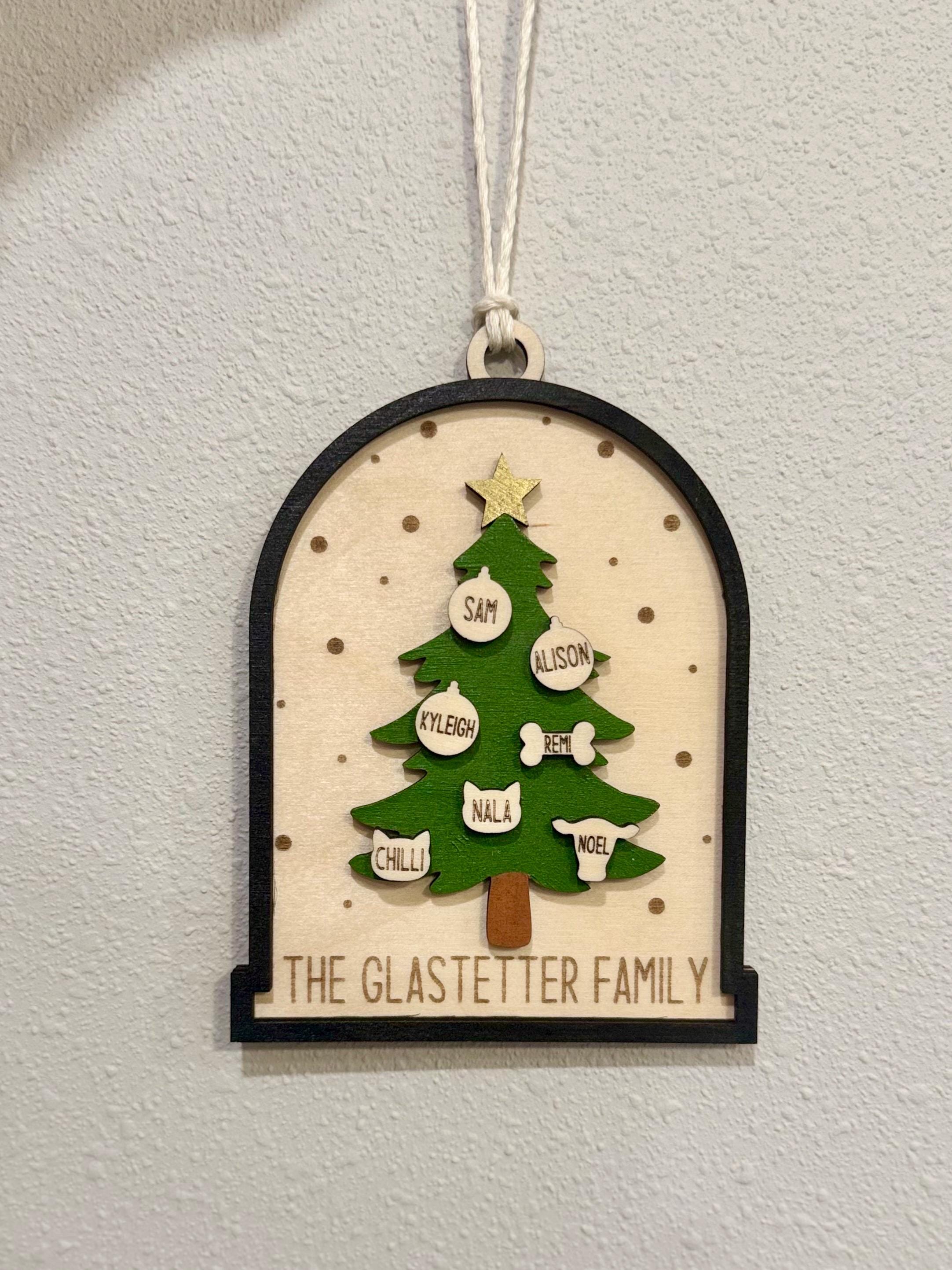 Personalized Family Wood Christmas Ornament | Custom Ornament | Christmas Gift | Keepsake | Holiday Decor | Stocking Tag | Memorabilia