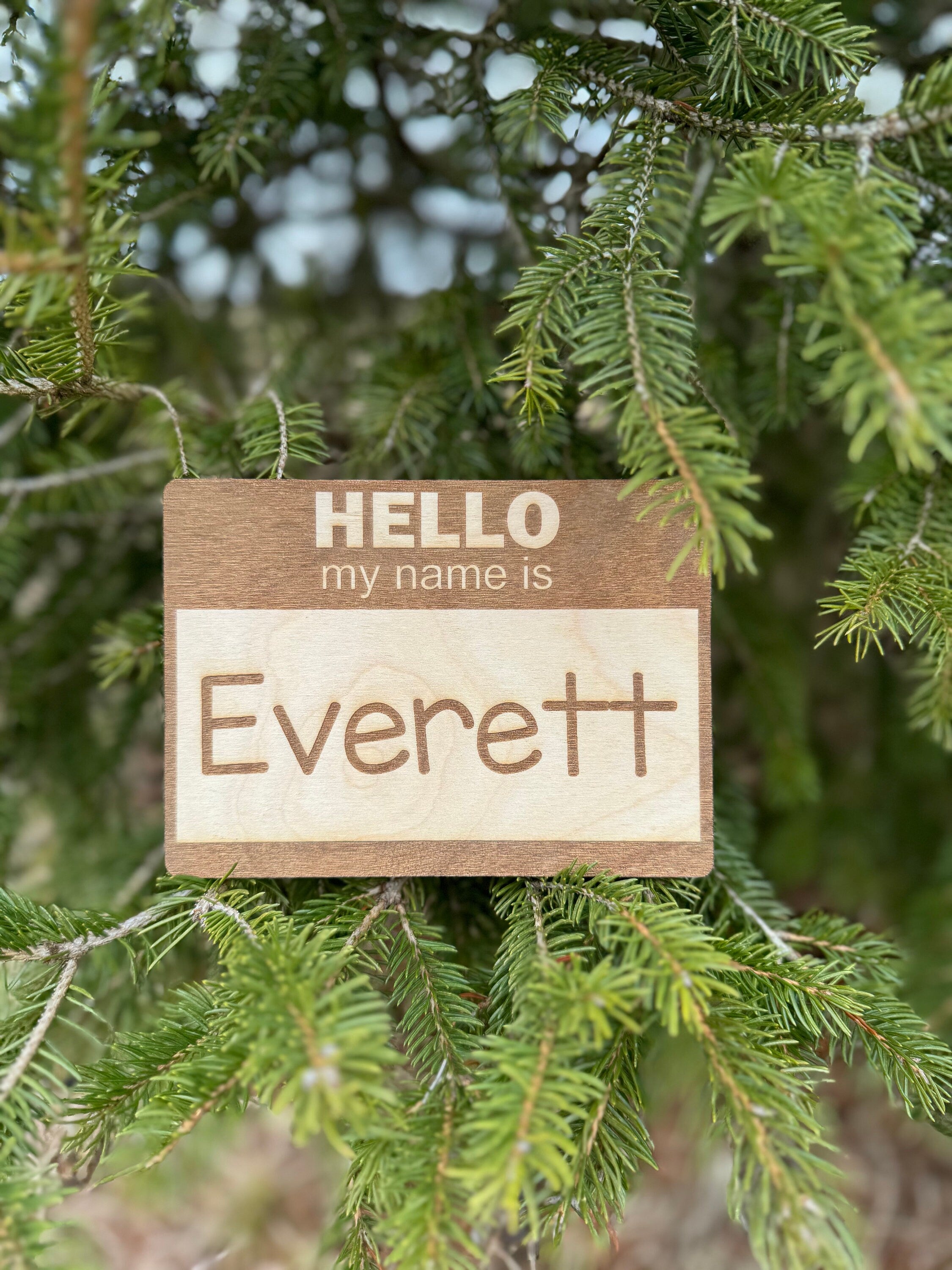 Hello My Name Is | Announcement | Baby Shower | Photograph | Sibling | New Baby | Sprinkle Gift | Wood Engraved | Prop | New Mom | Mama Gift