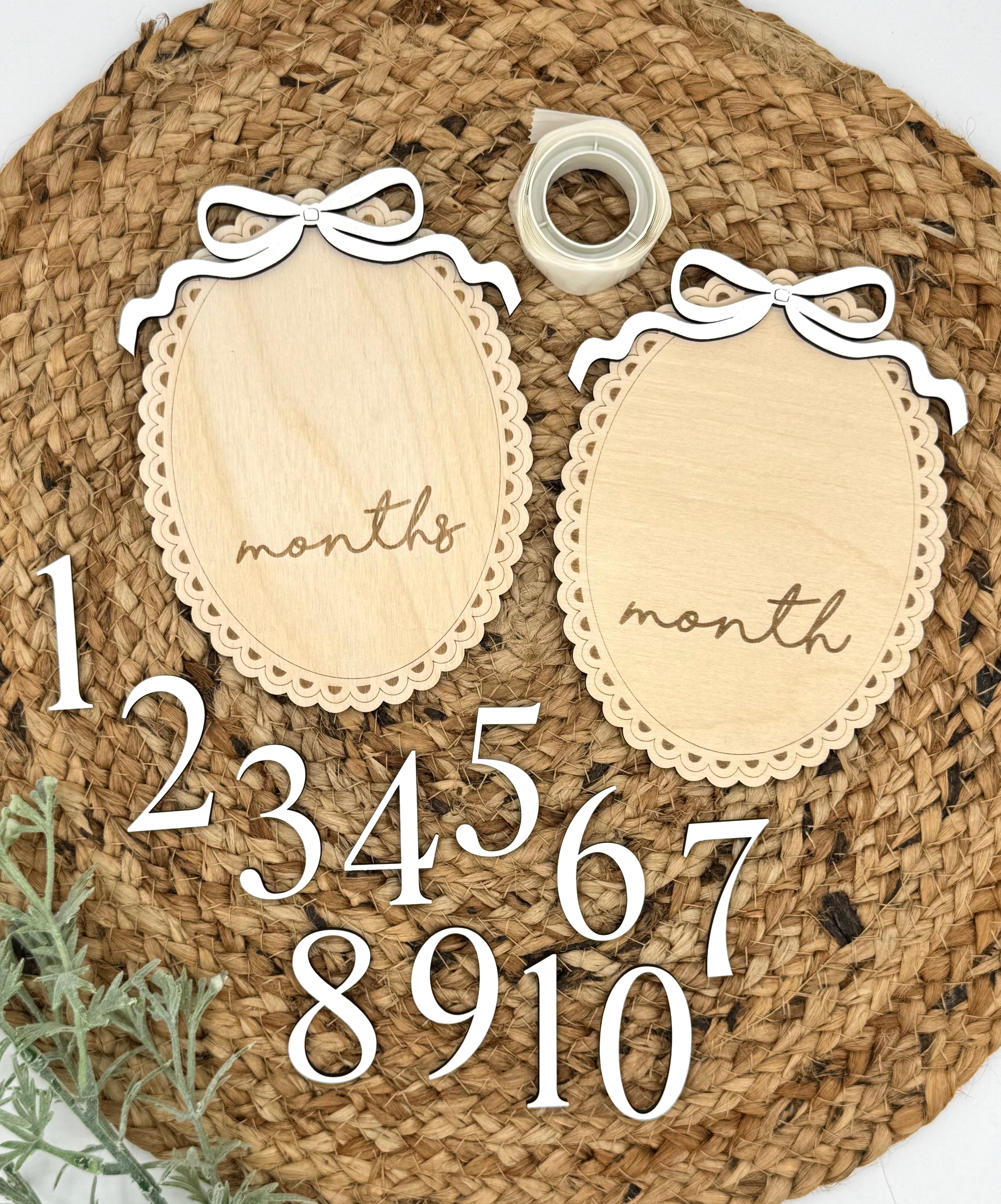 Vintage Bow Baby Monthly Milestone Card Signs