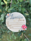 Floral Mushroom Custom Birth Announcement Plaque