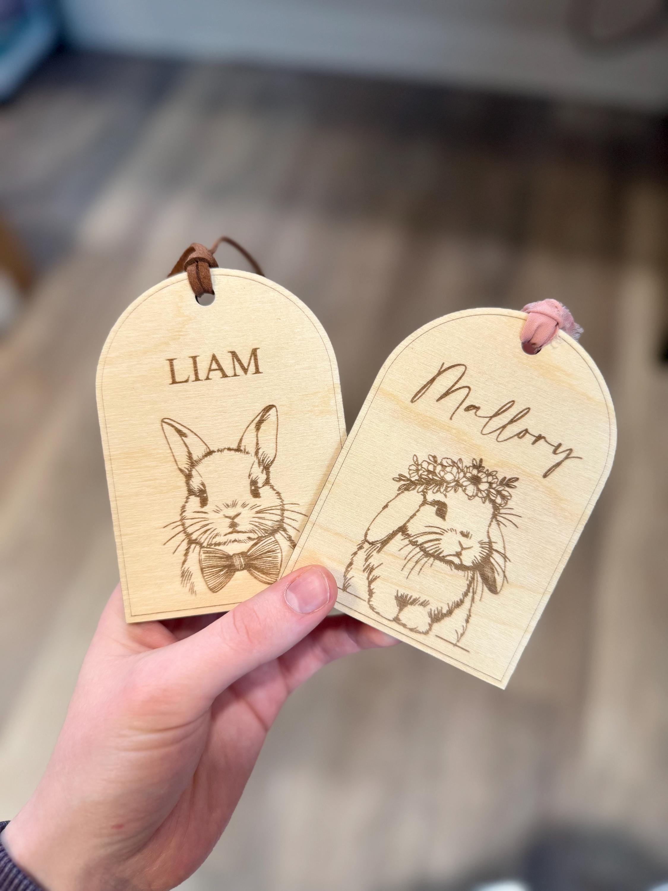 Easter Basket Tags With Personalized Bunny and Name | Custom Easter Gift | Boho Rabbit | Present | Egg Hunting | Gift Tag | First Easter