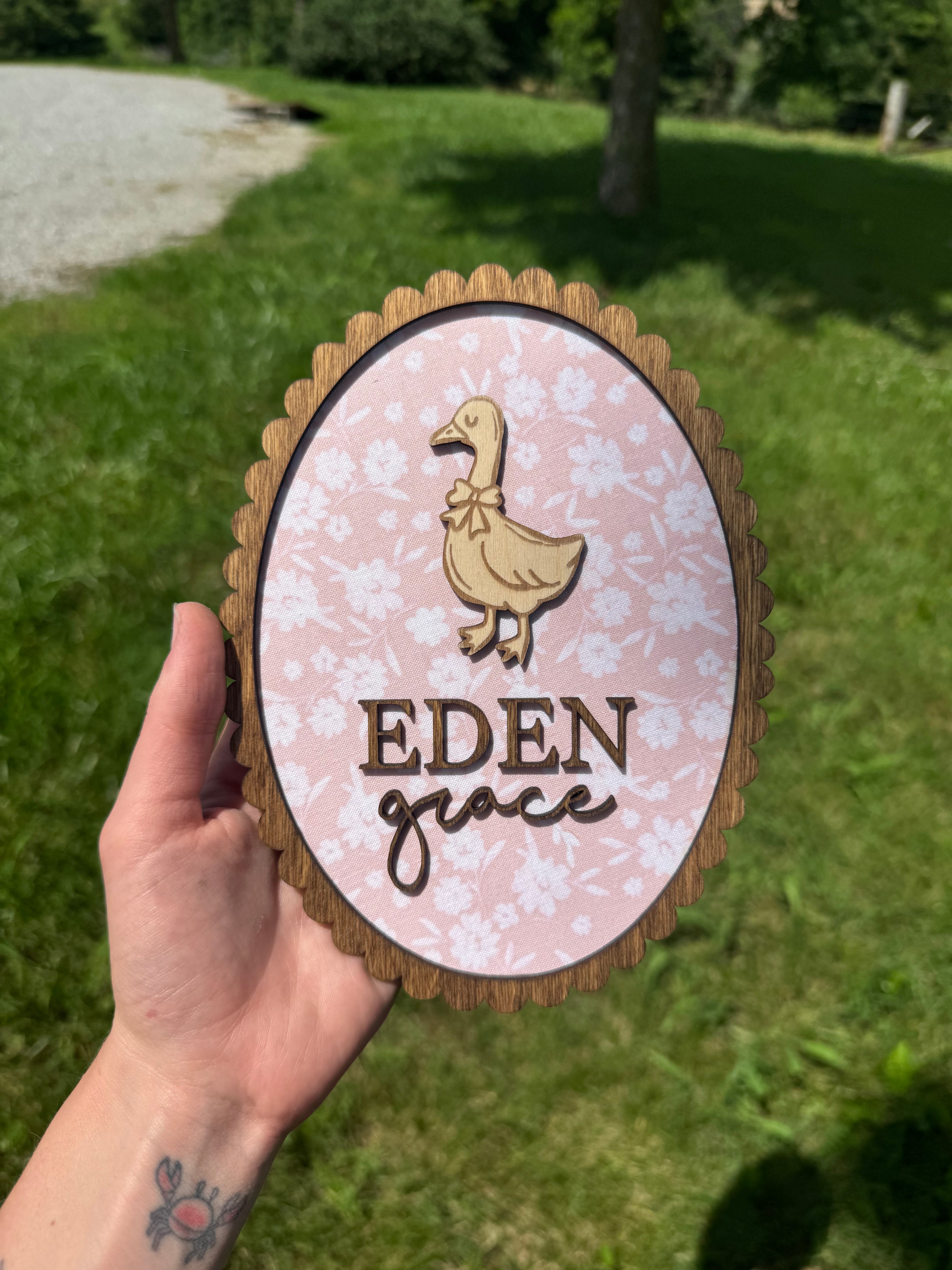 Custom Fabric Scalloped Name Plaque