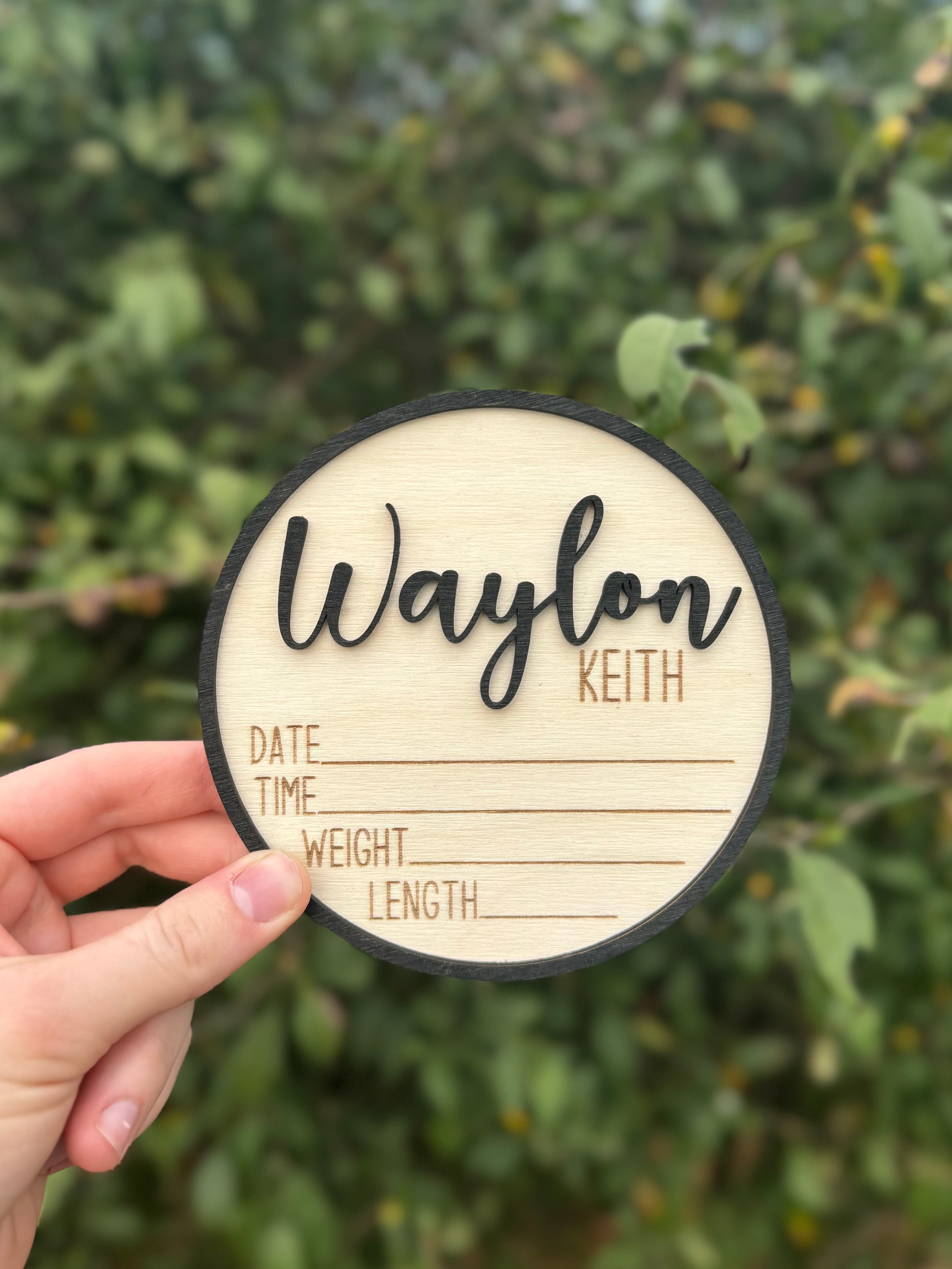 Circle Border Custom Birth Announcement Plaque