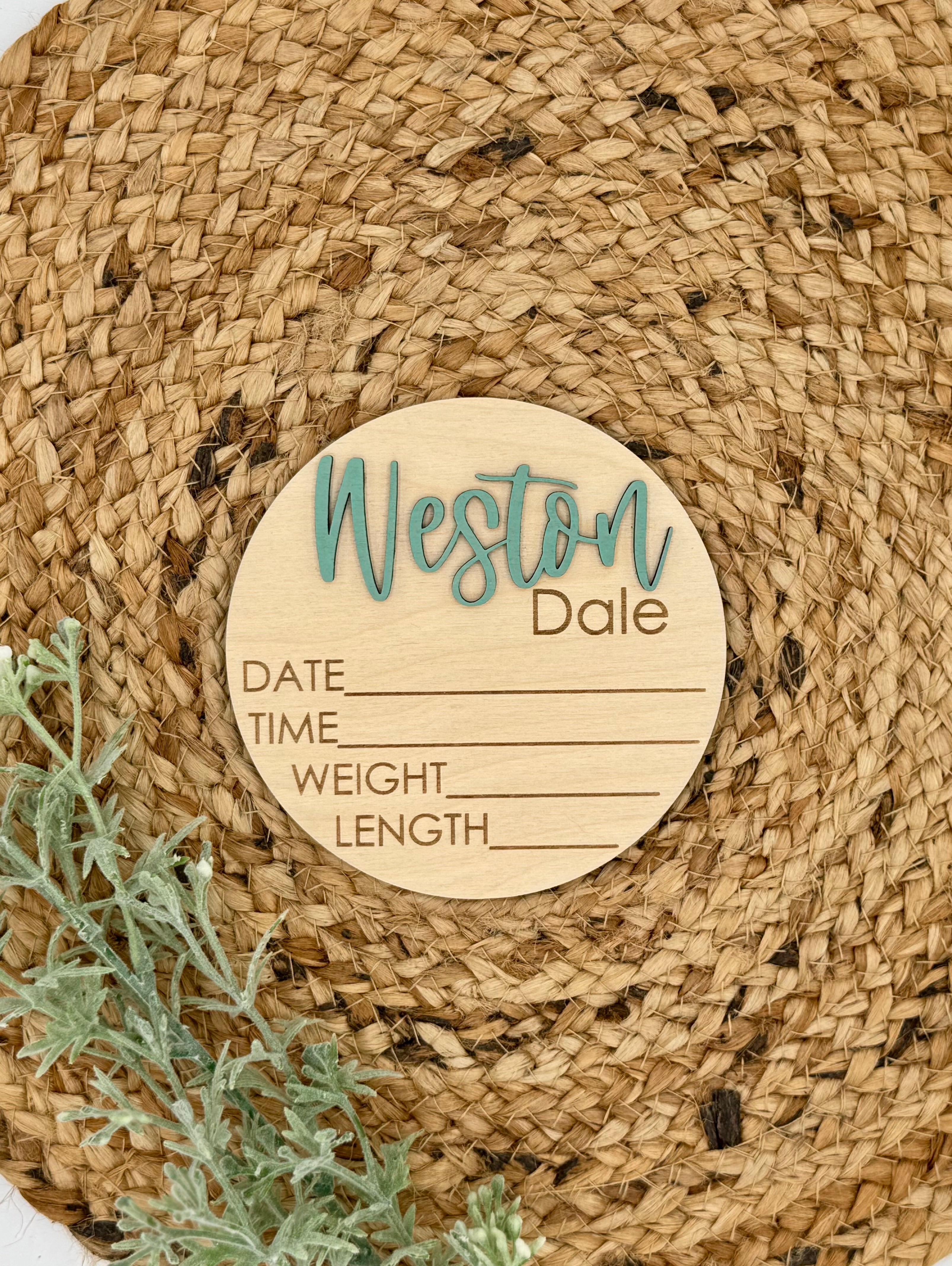 Simple Custom Birth Announcement Plaque