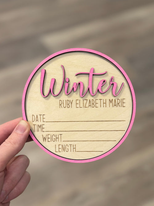 Circle Border Custom Birth Announcement Plaque
