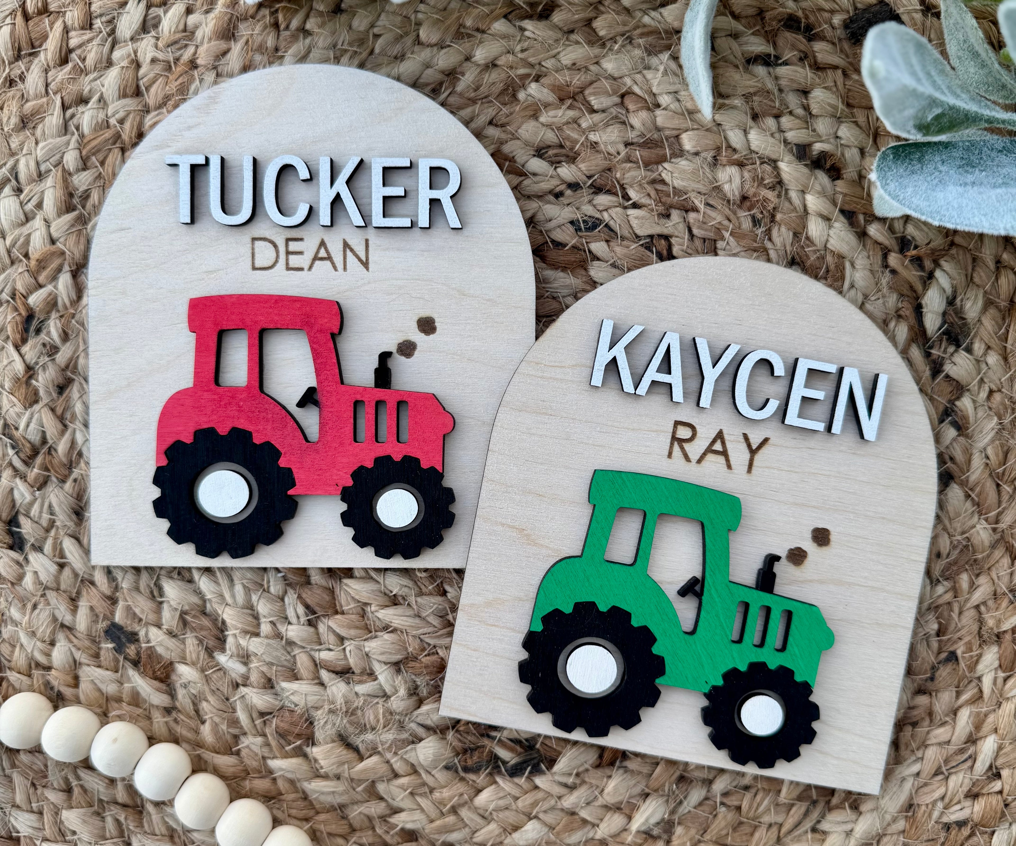 Tractor Baby Name Announcement Plaque