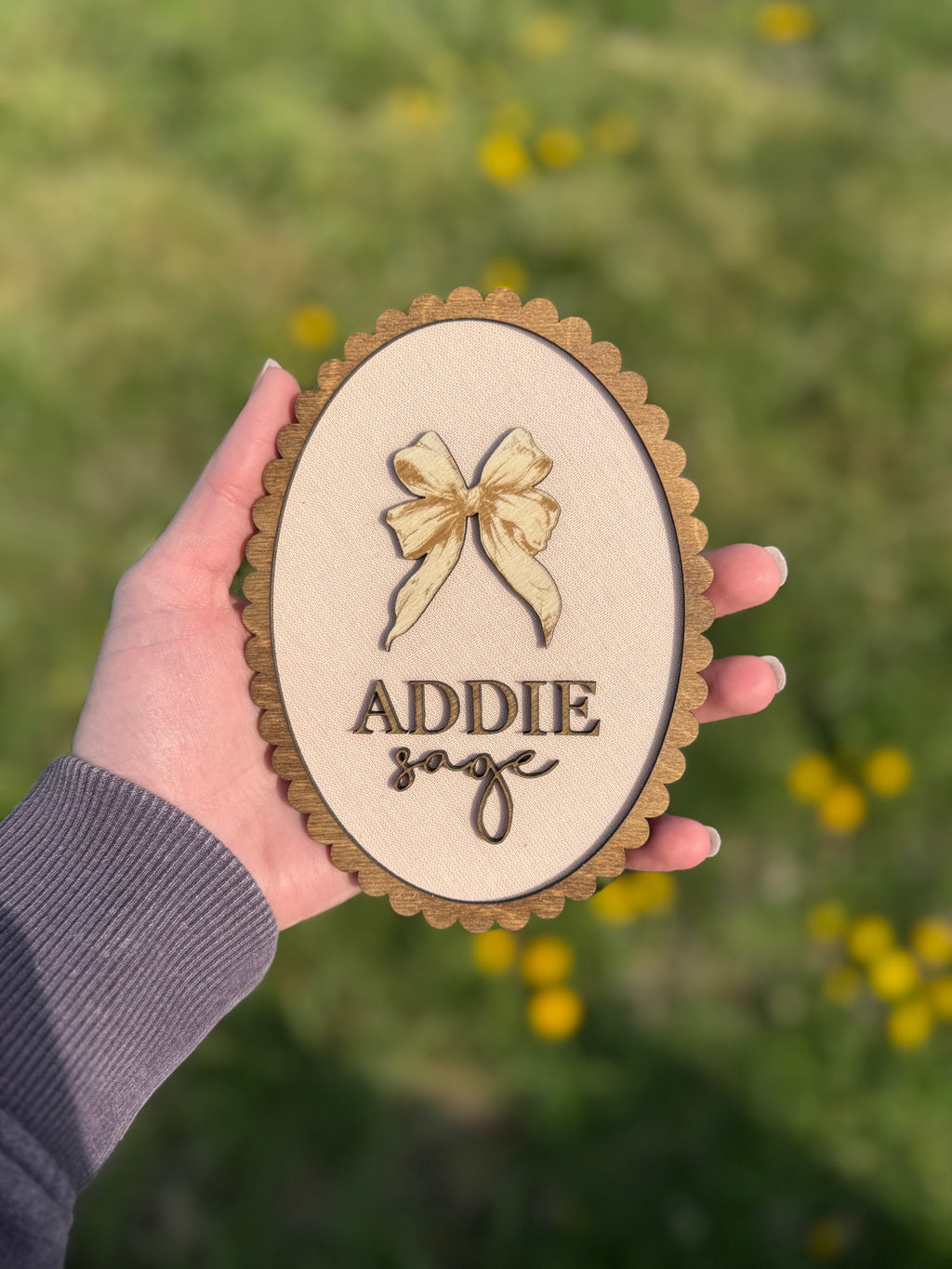 Custom Fabric Scalloped Name Plaque