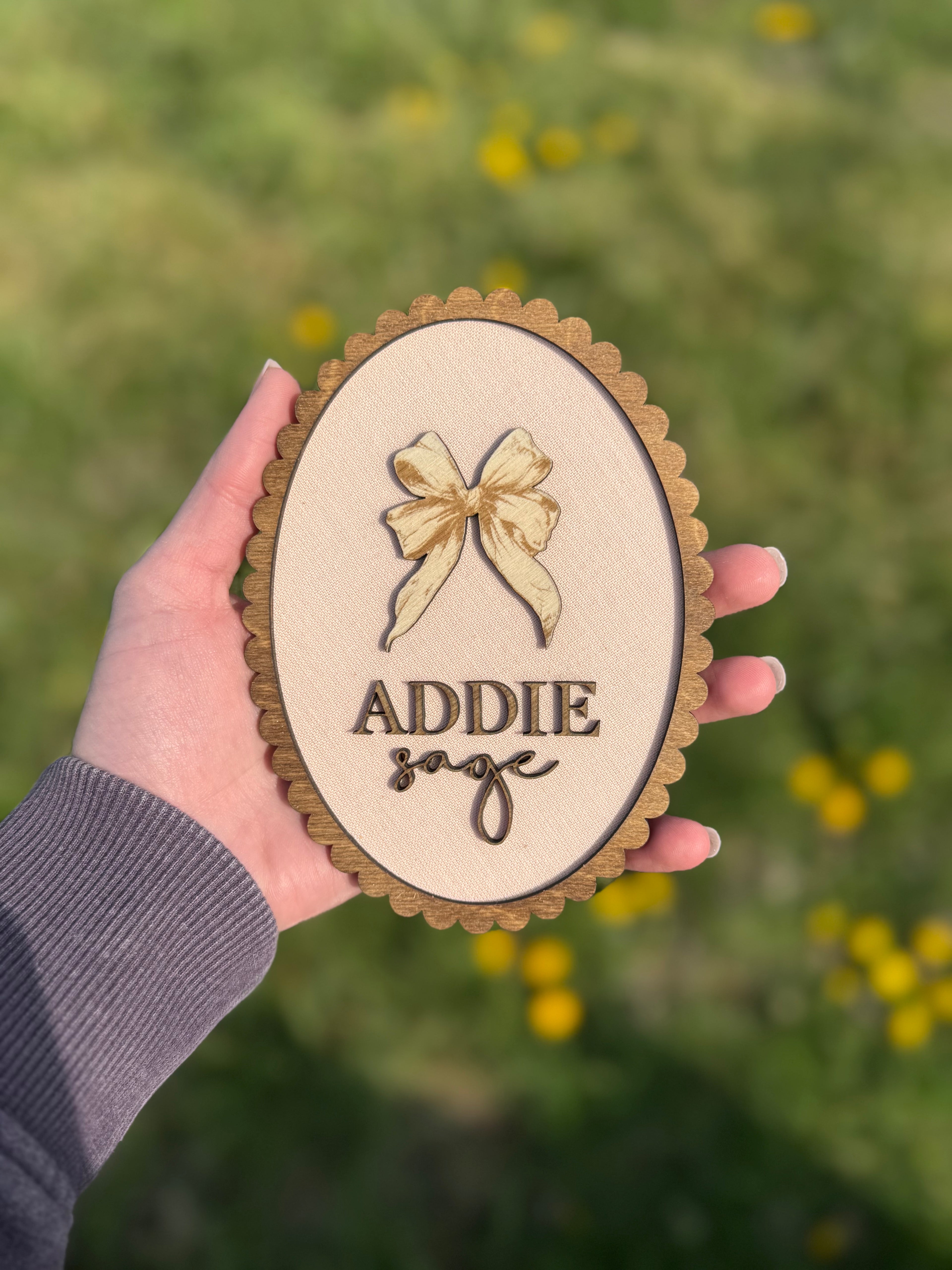 Custom Fabric Scalloped Name Plaque