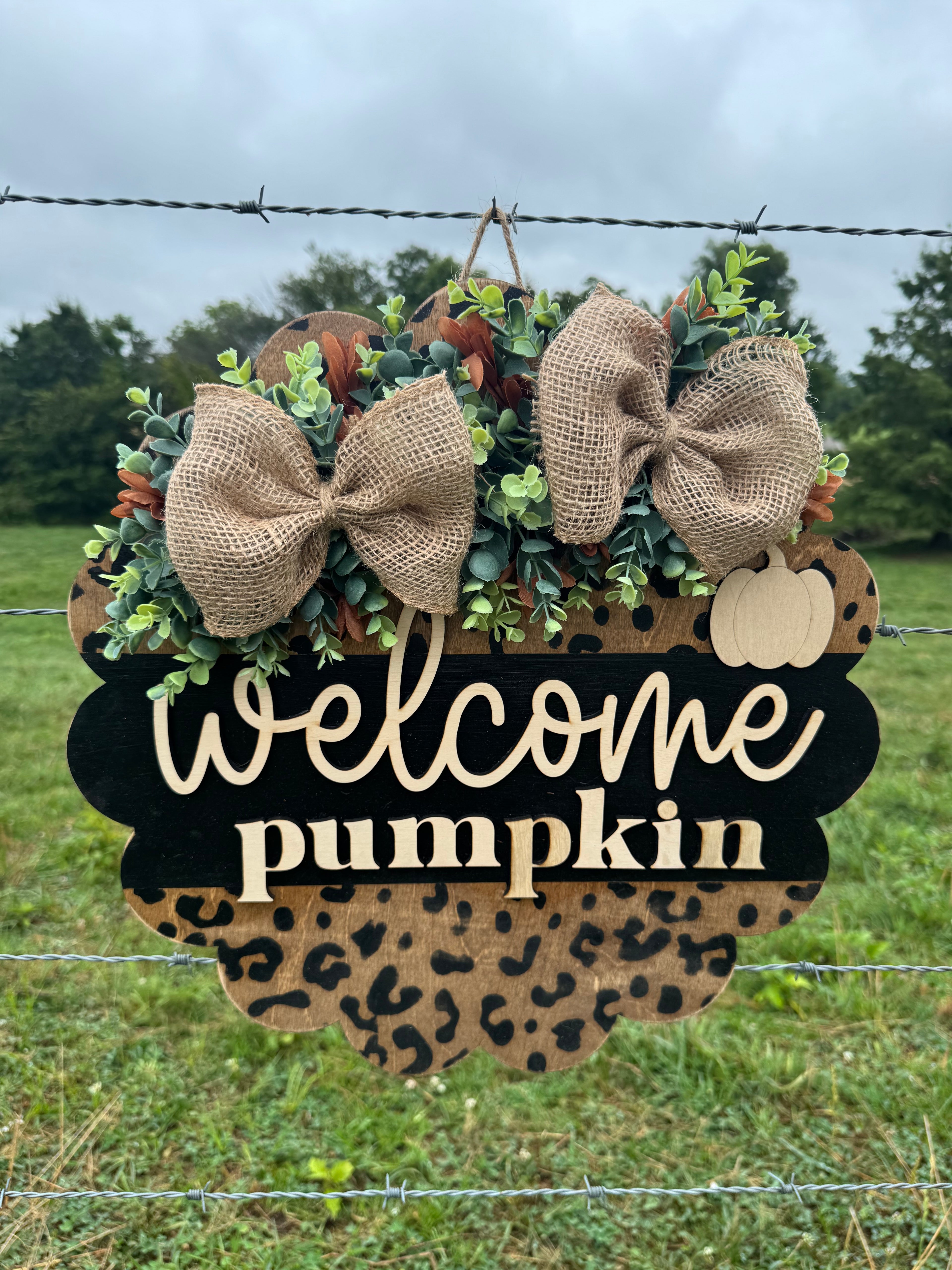 Cheetah Pumpkin Porch Signs