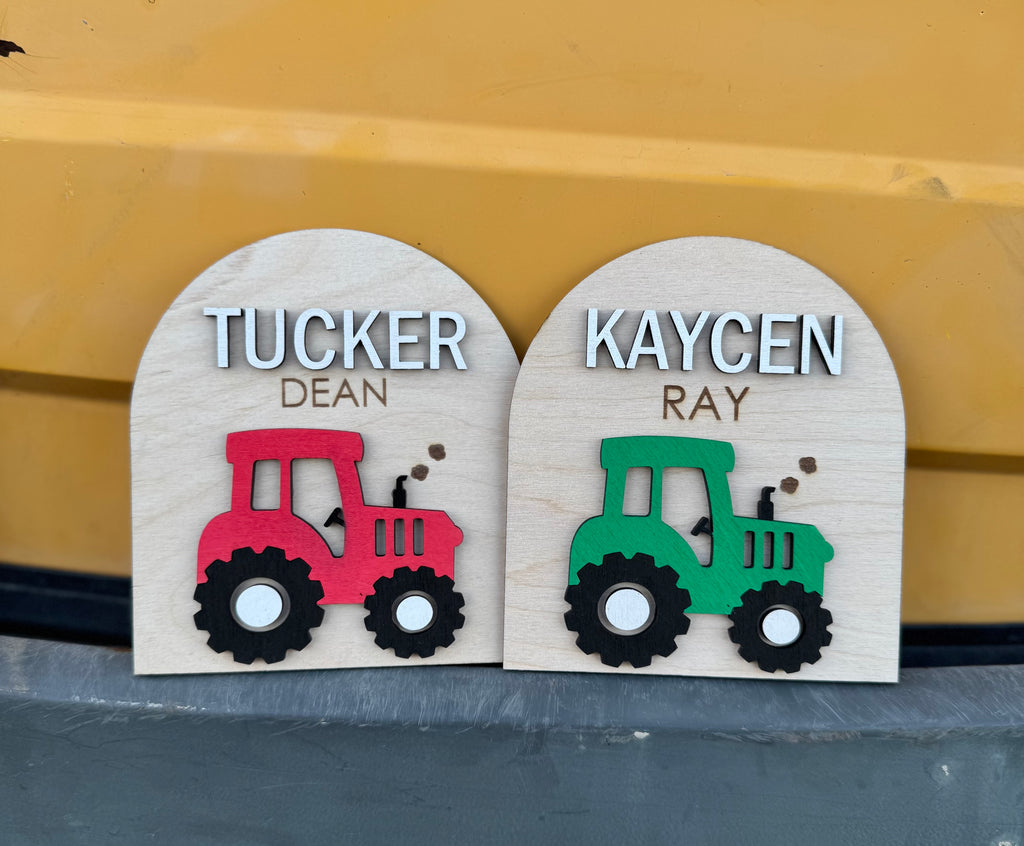 Tractor Baby Name Announcement Plaque