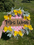 PREORDER Checkered Teacher Door Hanger Sign