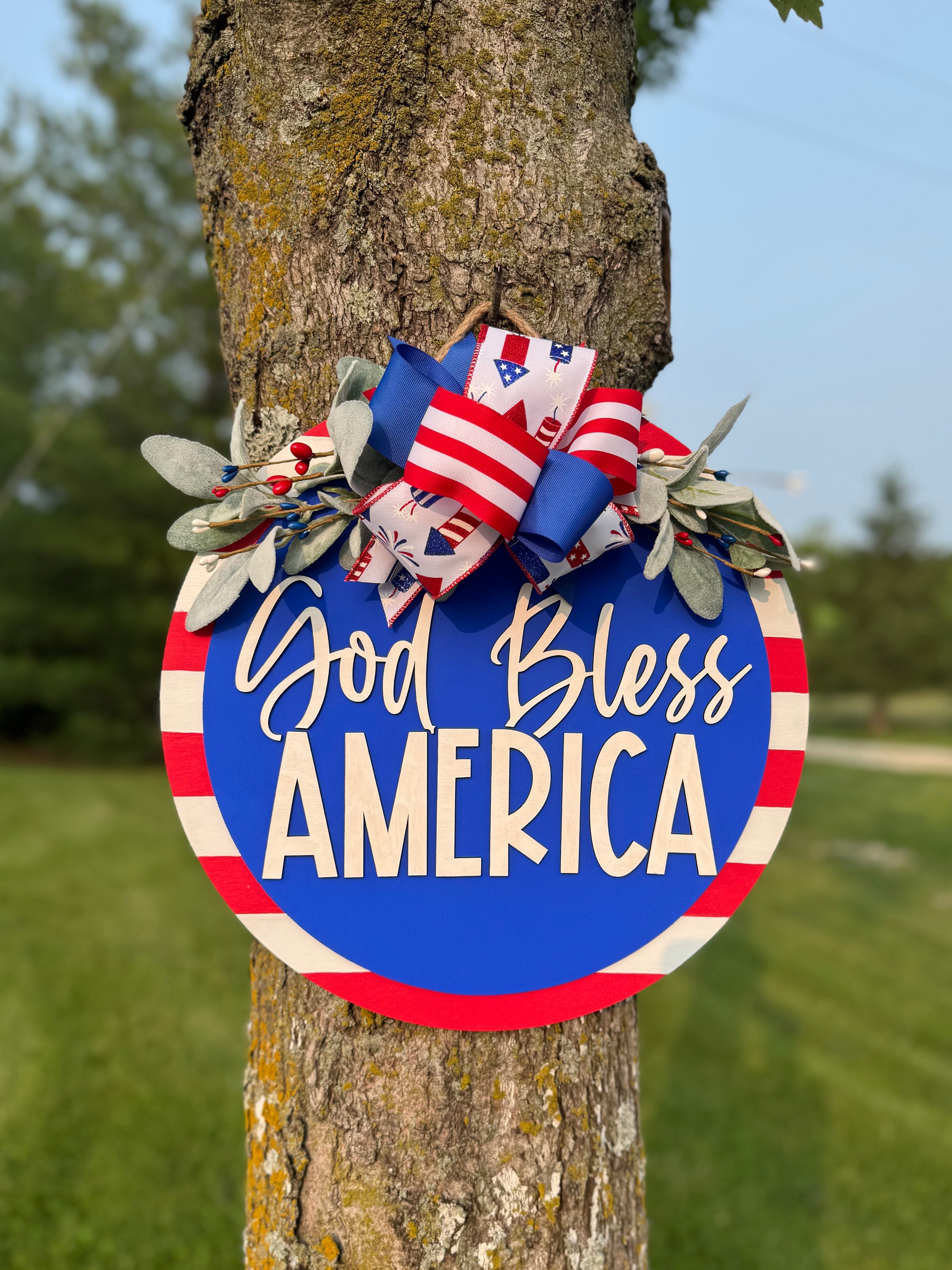 PREORDER God Bless America Door Hanger Double Layer