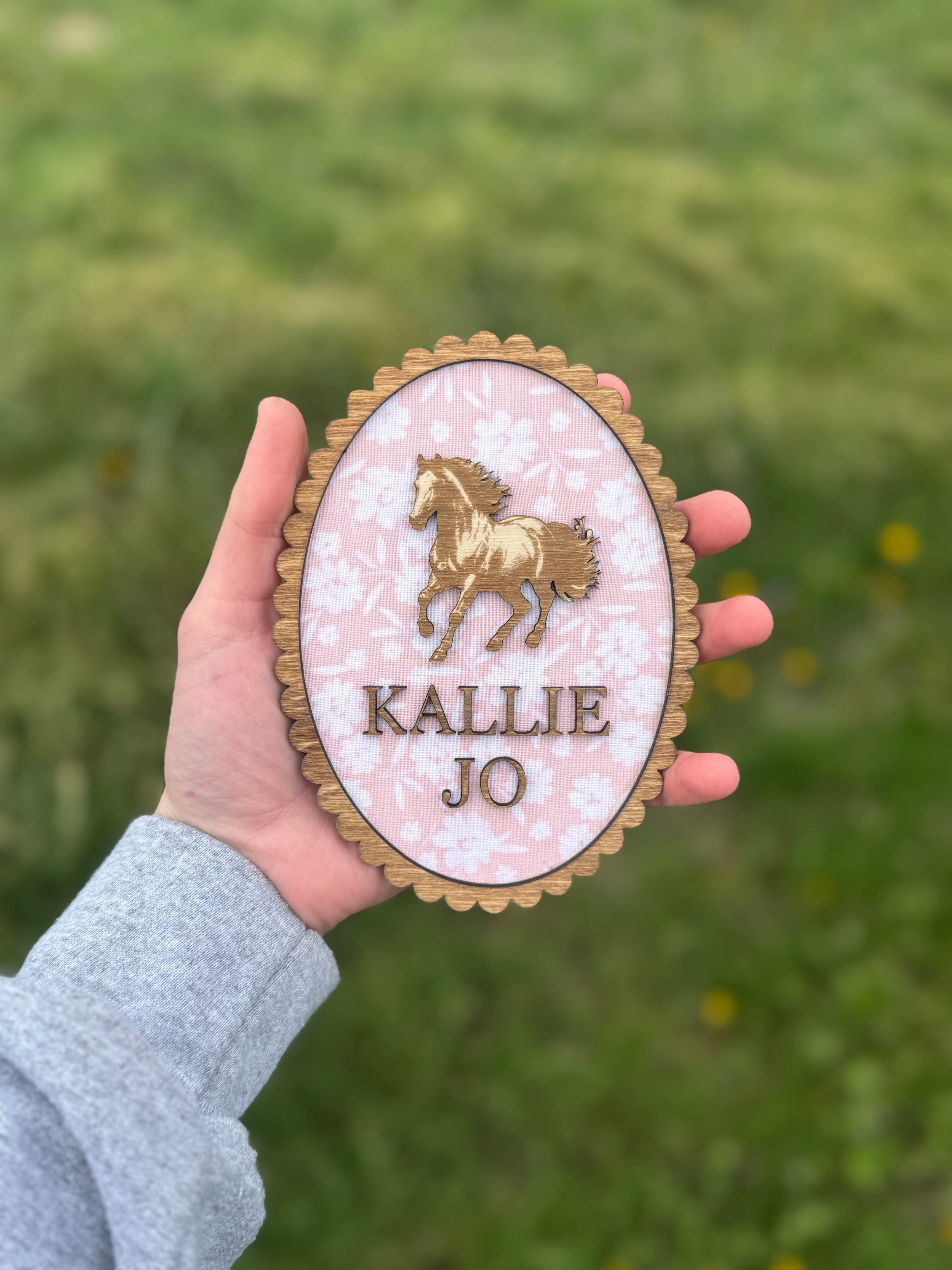 Custom Fabric Scalloped Name Plaque