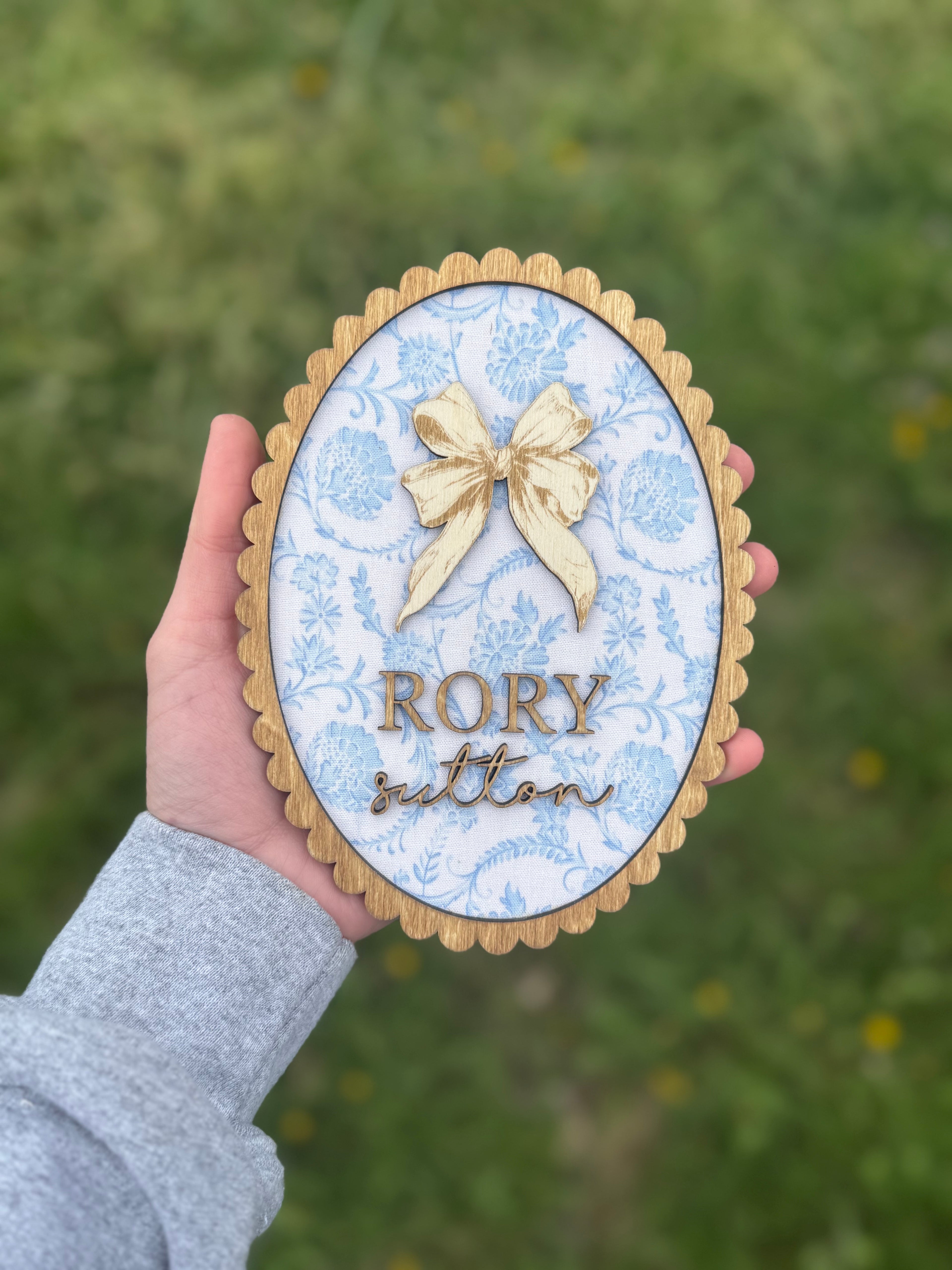 Custom Fabric Scalloped Name Plaque