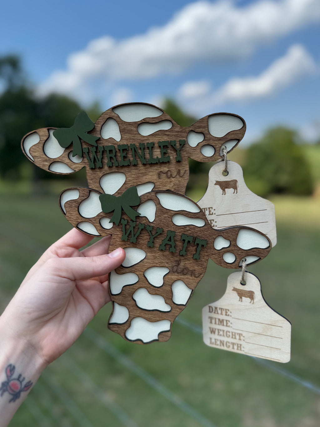 Cow Head Custom Birth Announcement Plaque